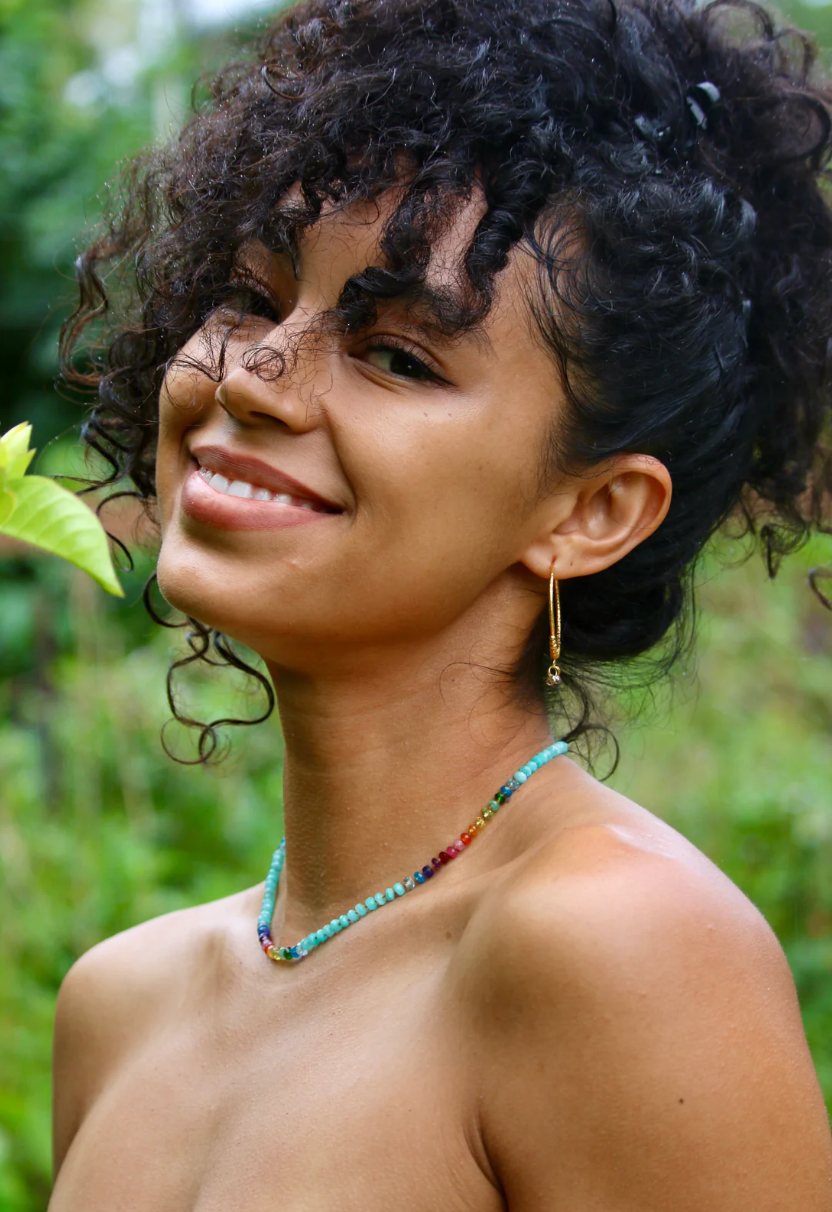 Aqua Amazonite Rainbow Lei