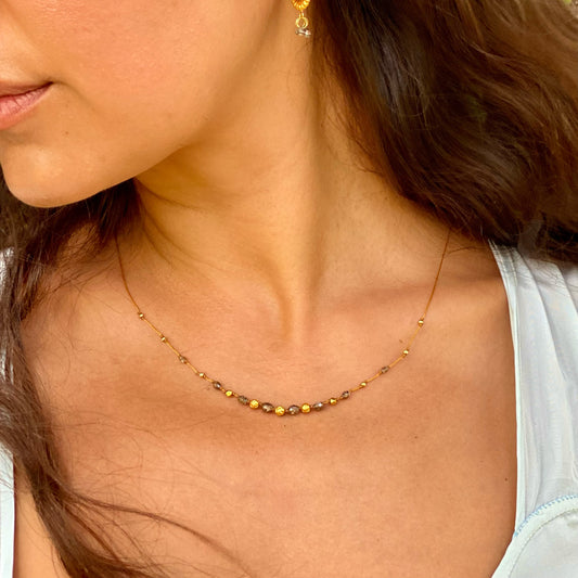 Light Brown Diamond & Gold Accent Strand