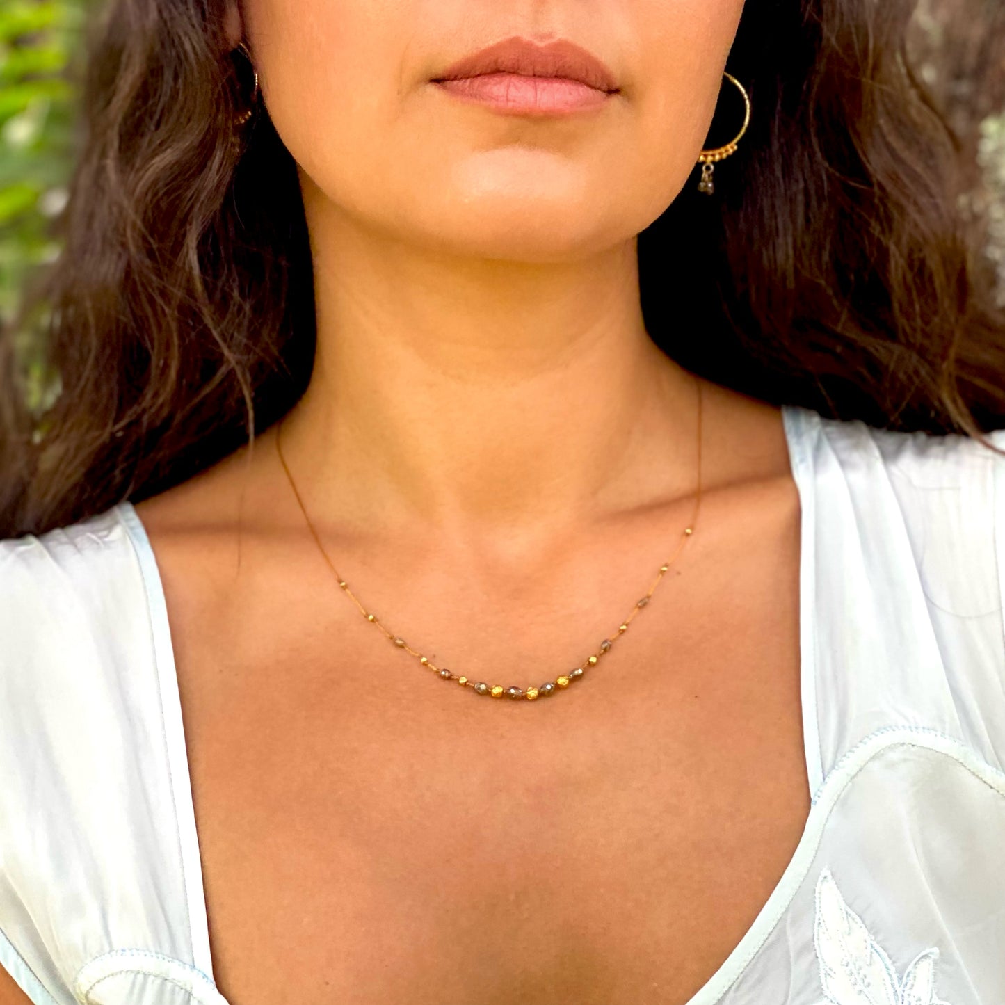 Light Brown Diamond & Gold Accent Strand
