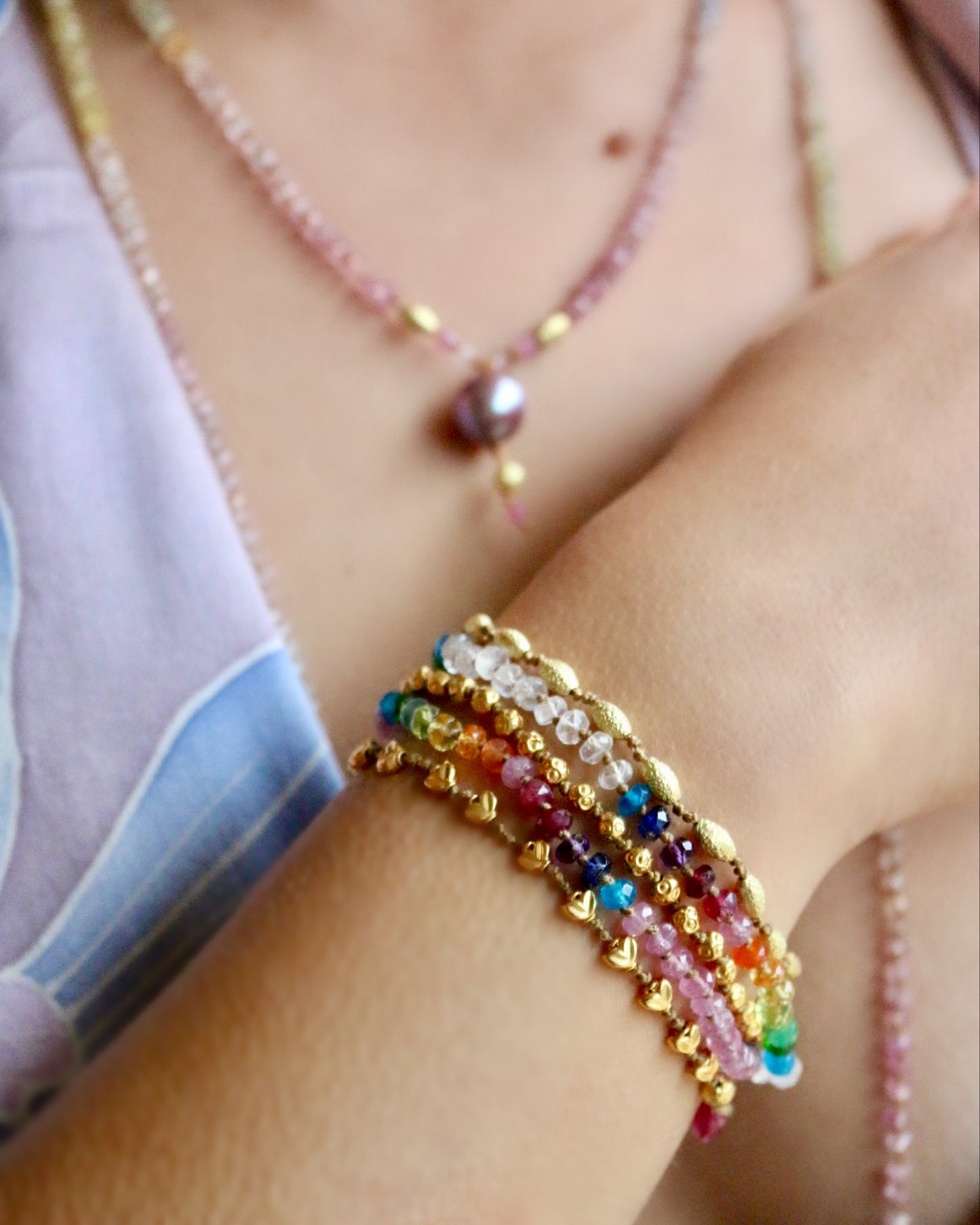 Stamped Globes Solid Gold Bracelet
