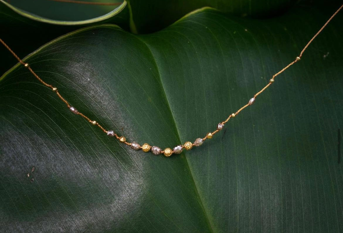 Light Brown Diamond & Gold Accent Strand