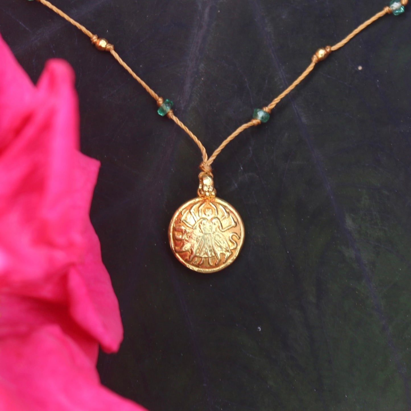 Gold Ganesha with Emerald