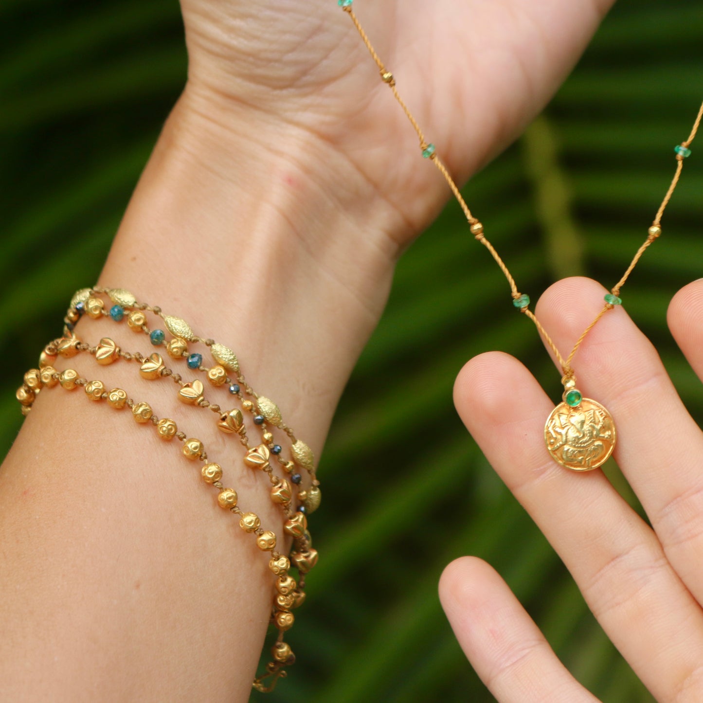 Teal Diamond & Hematite Bracelet with Gold