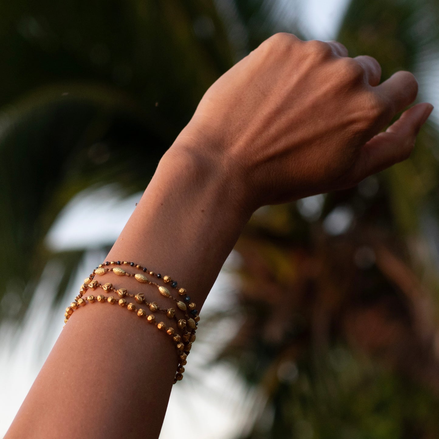 Stamped Globes Solid Gold Bracelet