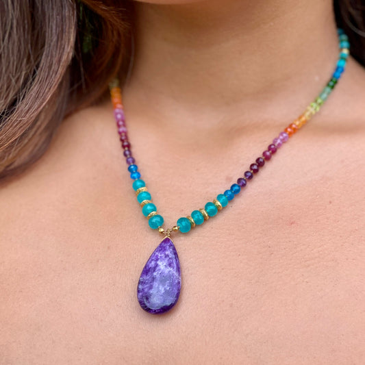 Hackmanite with Amazonite & Gold Rainbow Mana