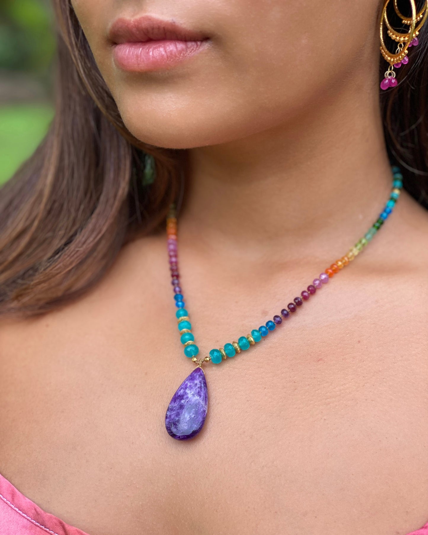 Hackmanite with Amazonite & Gold Rainbow Mana