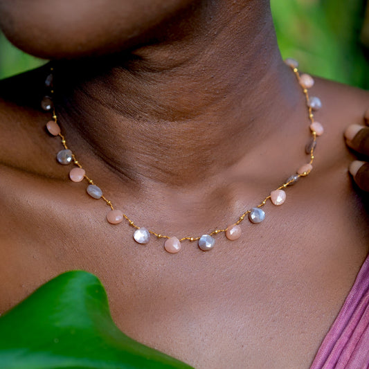 Peach & Chocolate Moonstone & Gold Ali'i