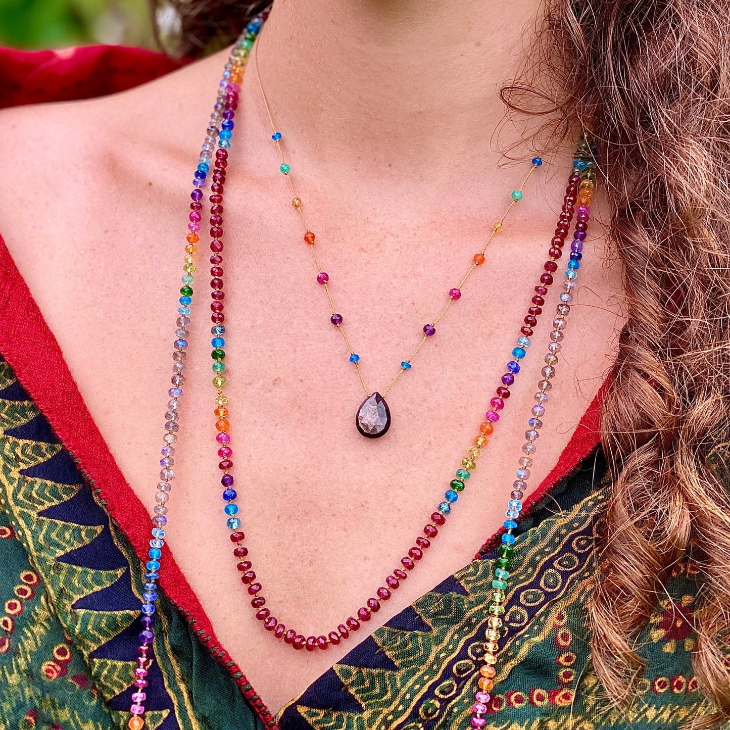 Ruby Mid Length Rainbow Lei