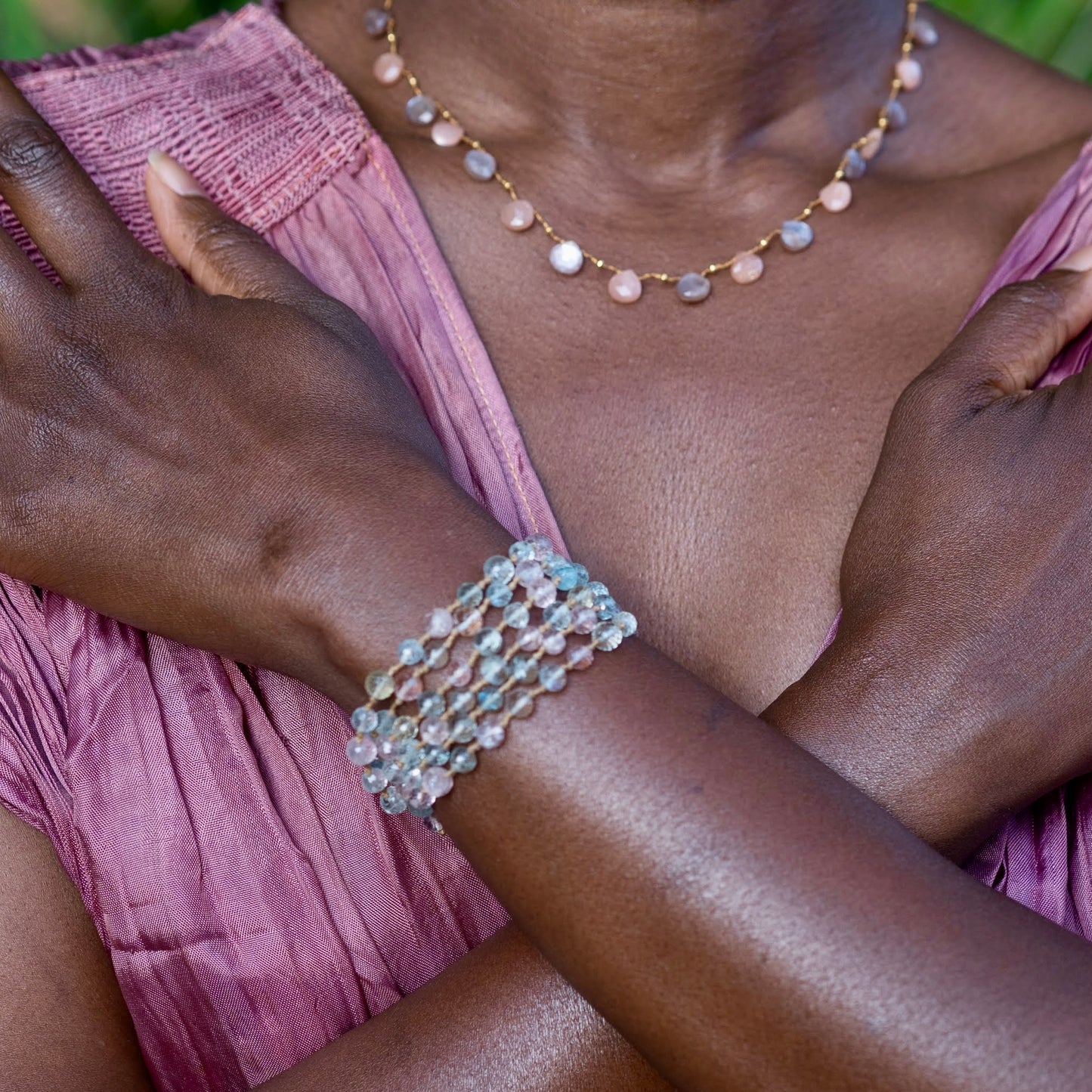Peach & Chocolate Moonstone & Gold Ali'i