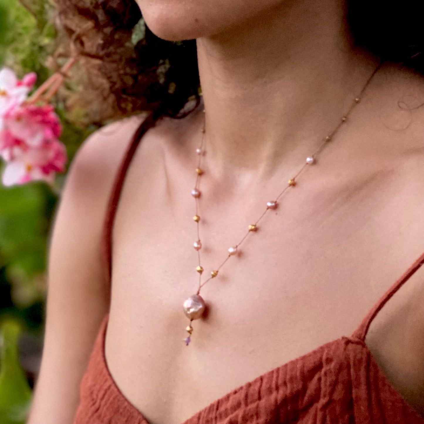 Peacock Pink Keshi Pearl Alohi