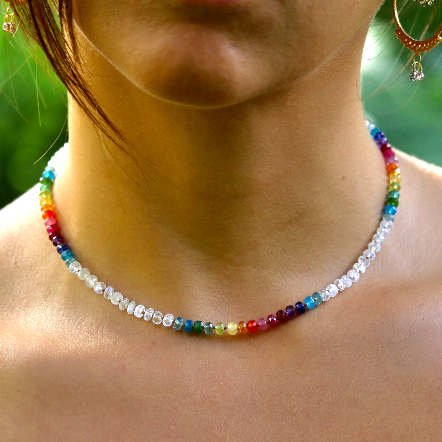 Moonstone Choker Rainbow Lei