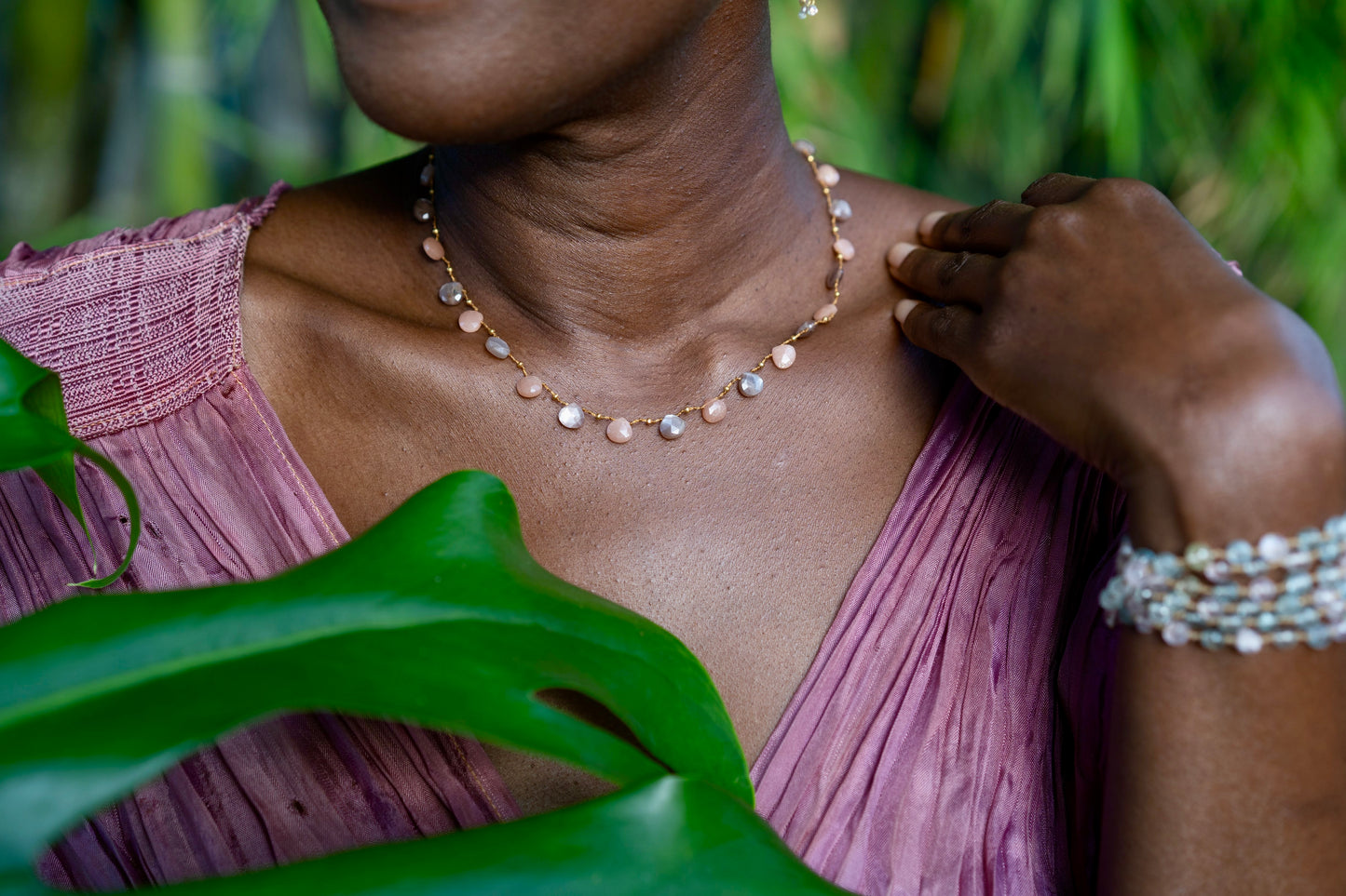 Peach & Chocolate Moonstone & Gold Ali'i