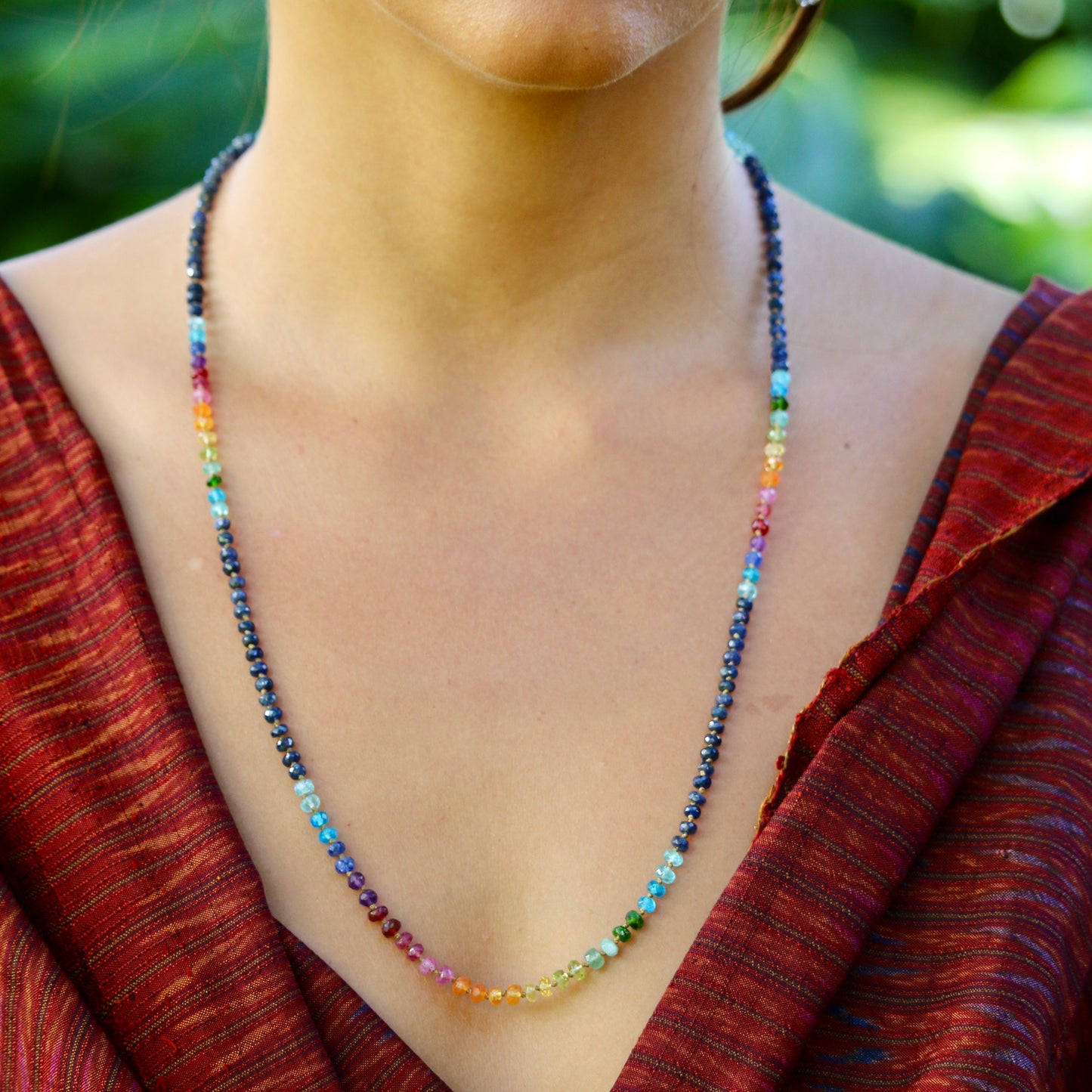 Midnight Sapphire Mid Length Rainbow Lei
