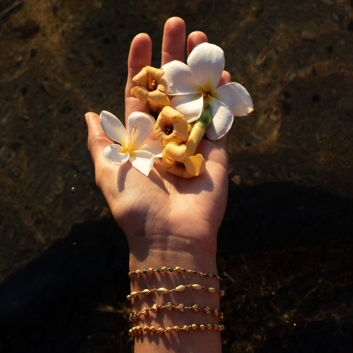 Lotus Hearts Solid Gold Bracelet