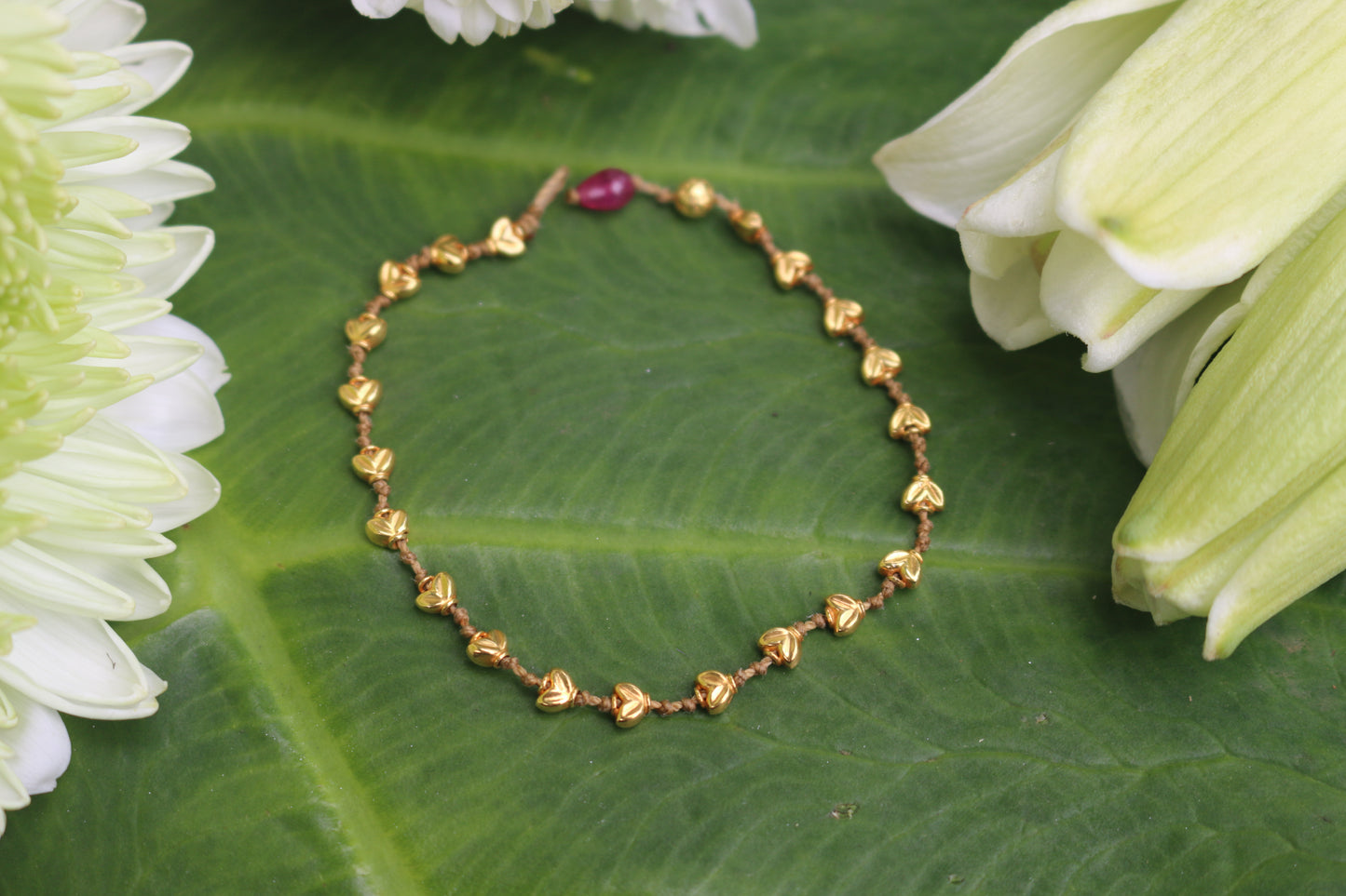 Lotus Hearts Solid Gold Bracelet