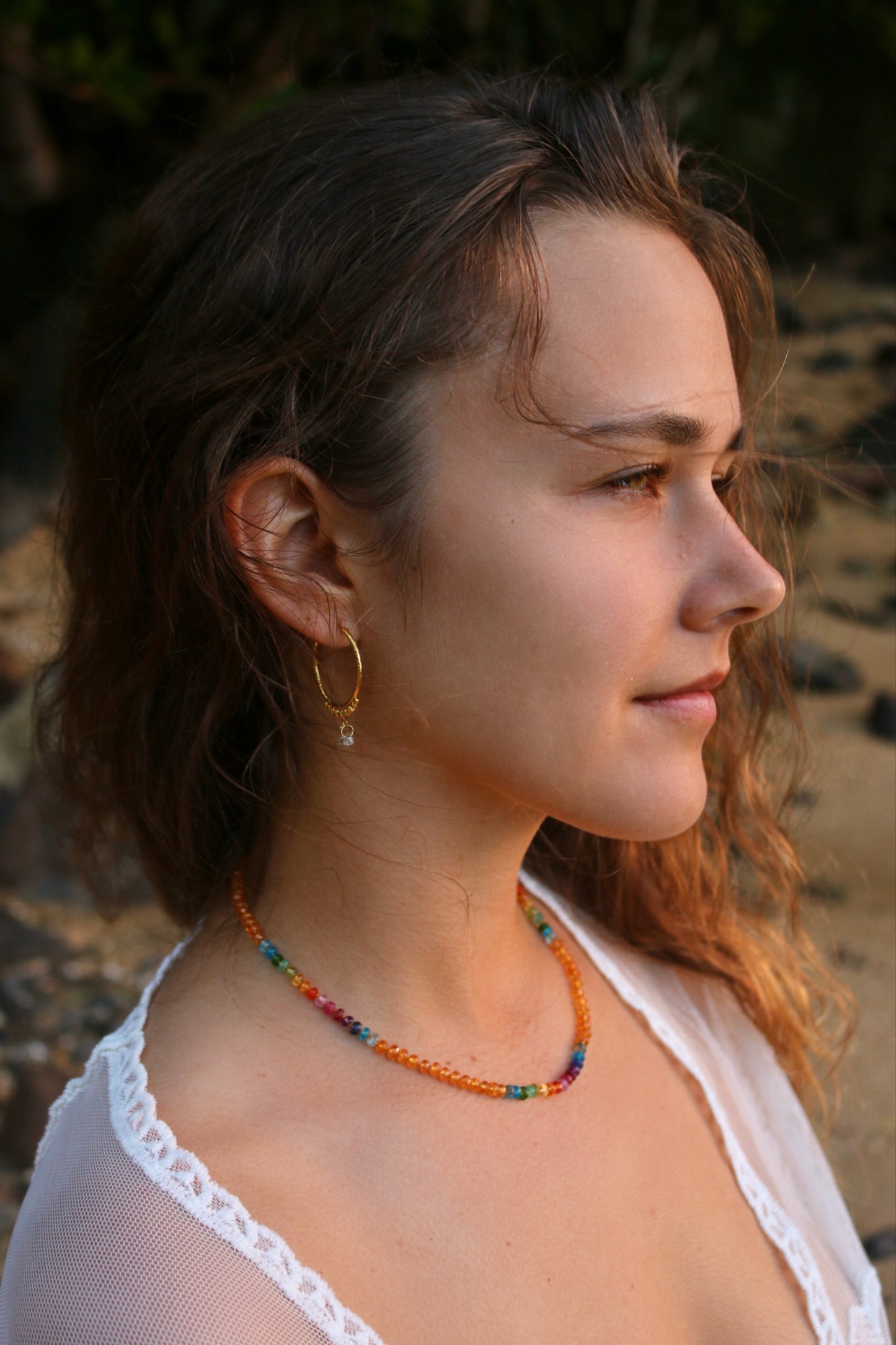 Mandarin Garnet Rainbow Lei