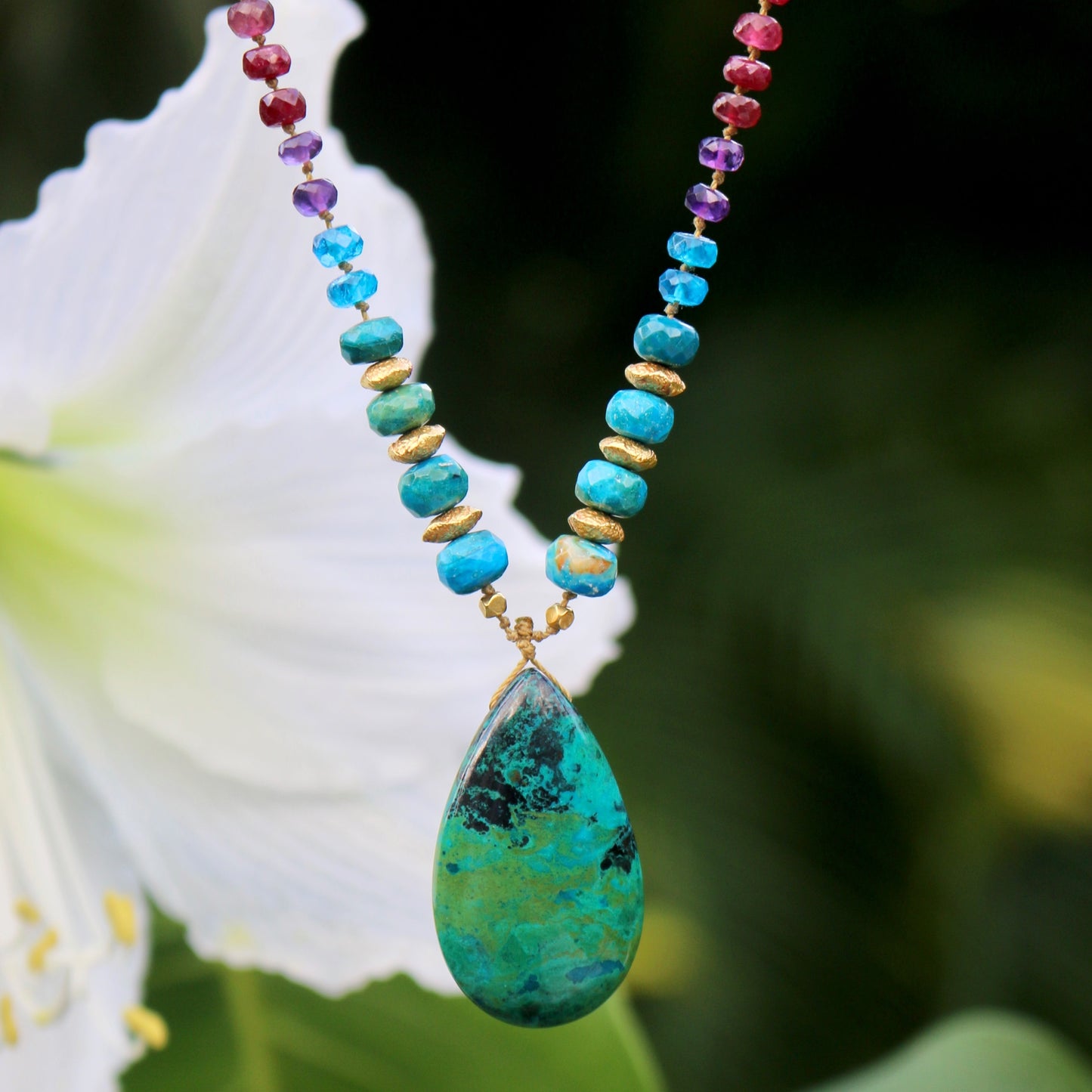 Parrot Wing Chrysocolla with Opalina & Gold Rainbow Mana