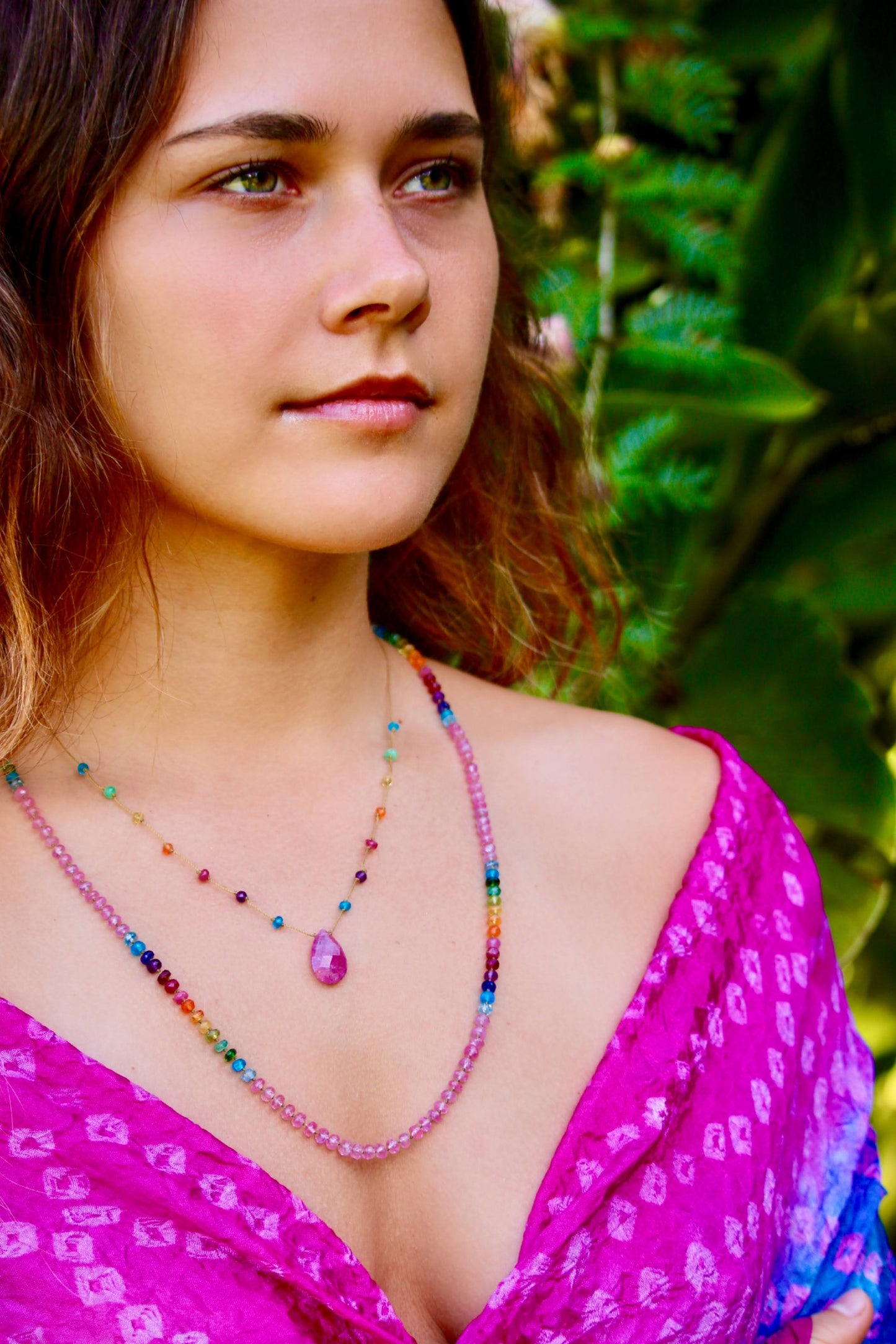 Pink Sapphire Rainbow Lei