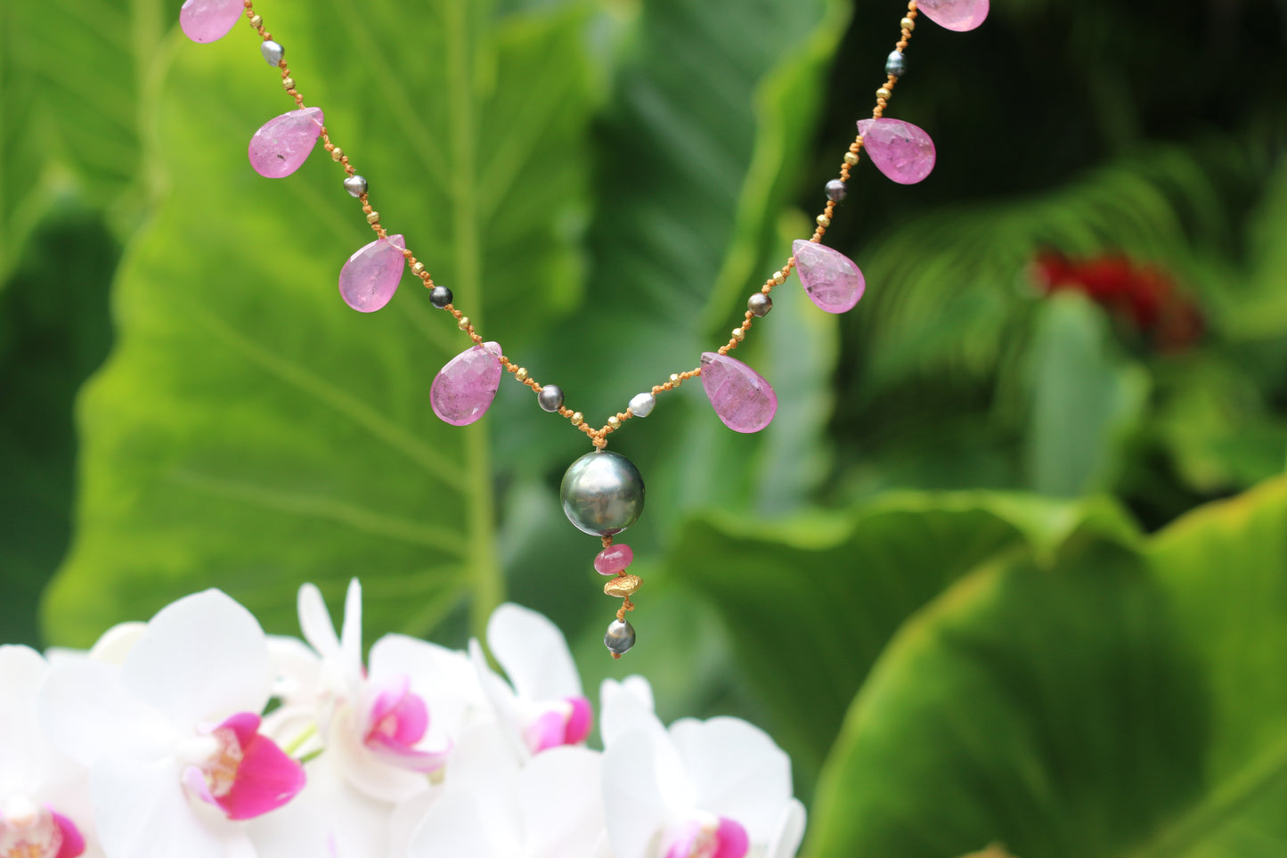 Pink Sapphire & Tahitian Pearl Ali'i Mana