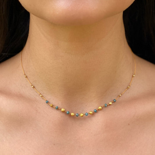 Teal Diamond & Gold Accent Strand