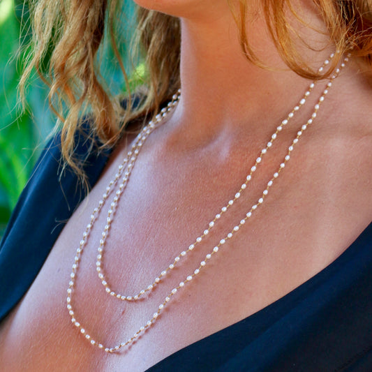 Tiny Freshwater Pearl Long Lei