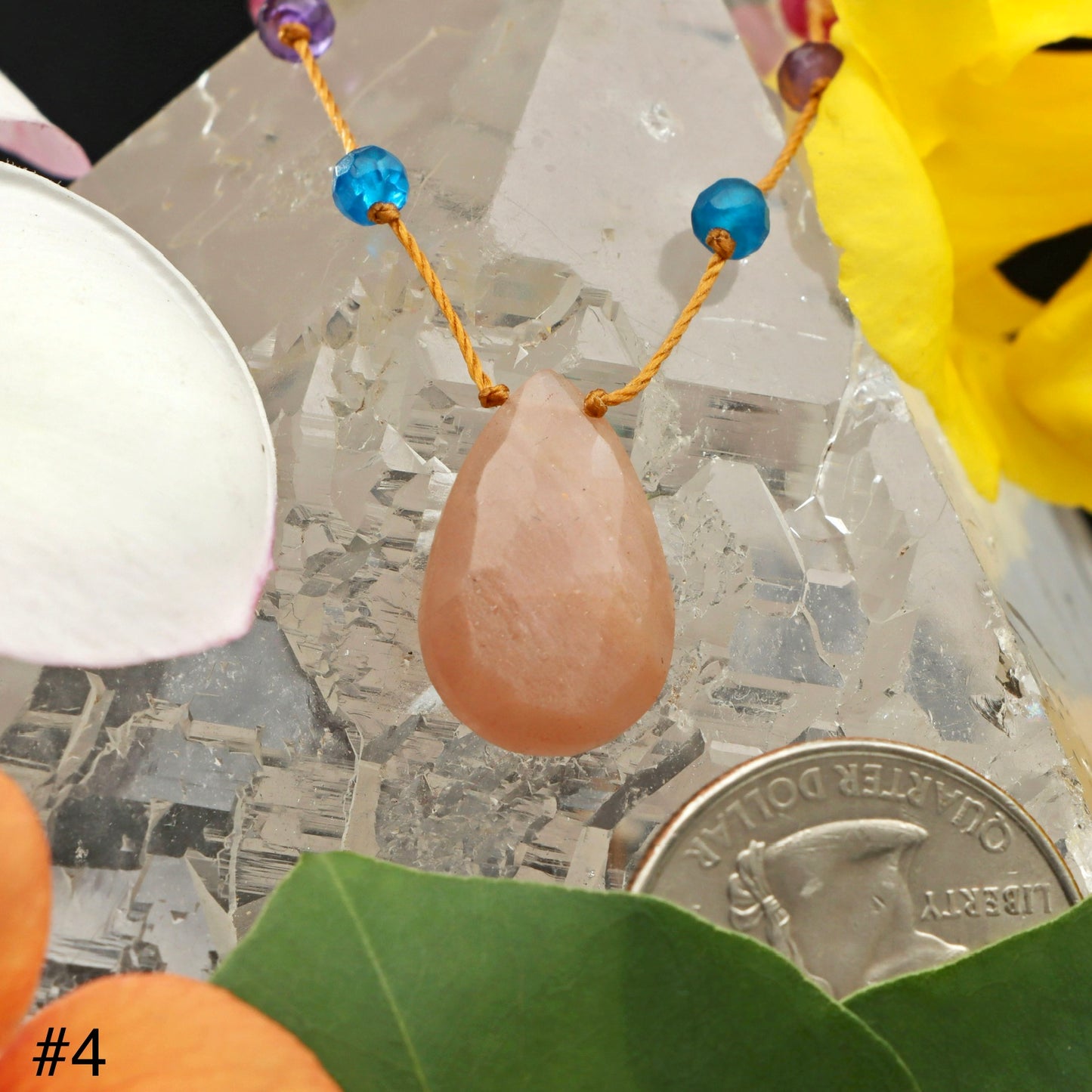 Peach Moonstone Rainbow Drop