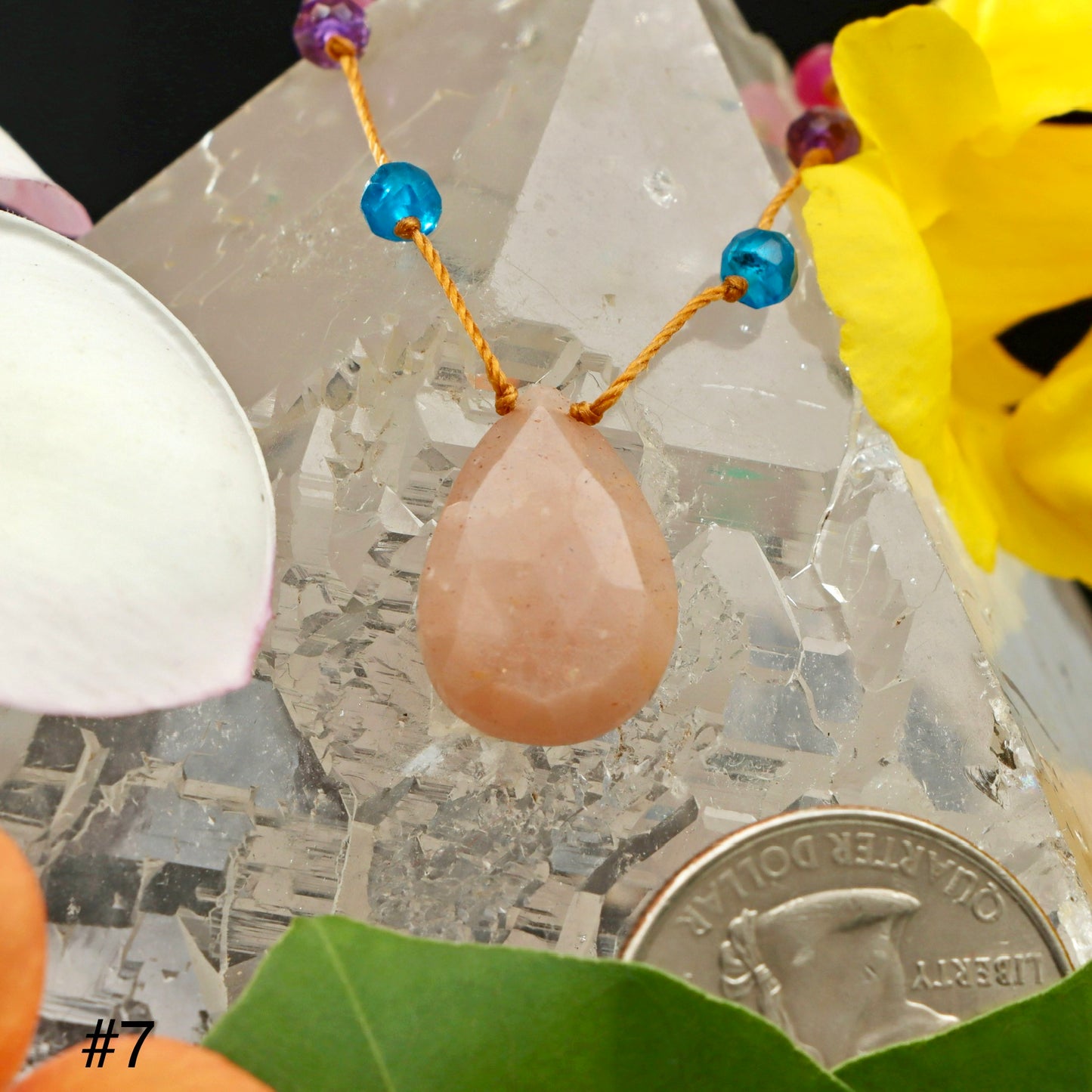 Peach Moonstone Rainbow Drop