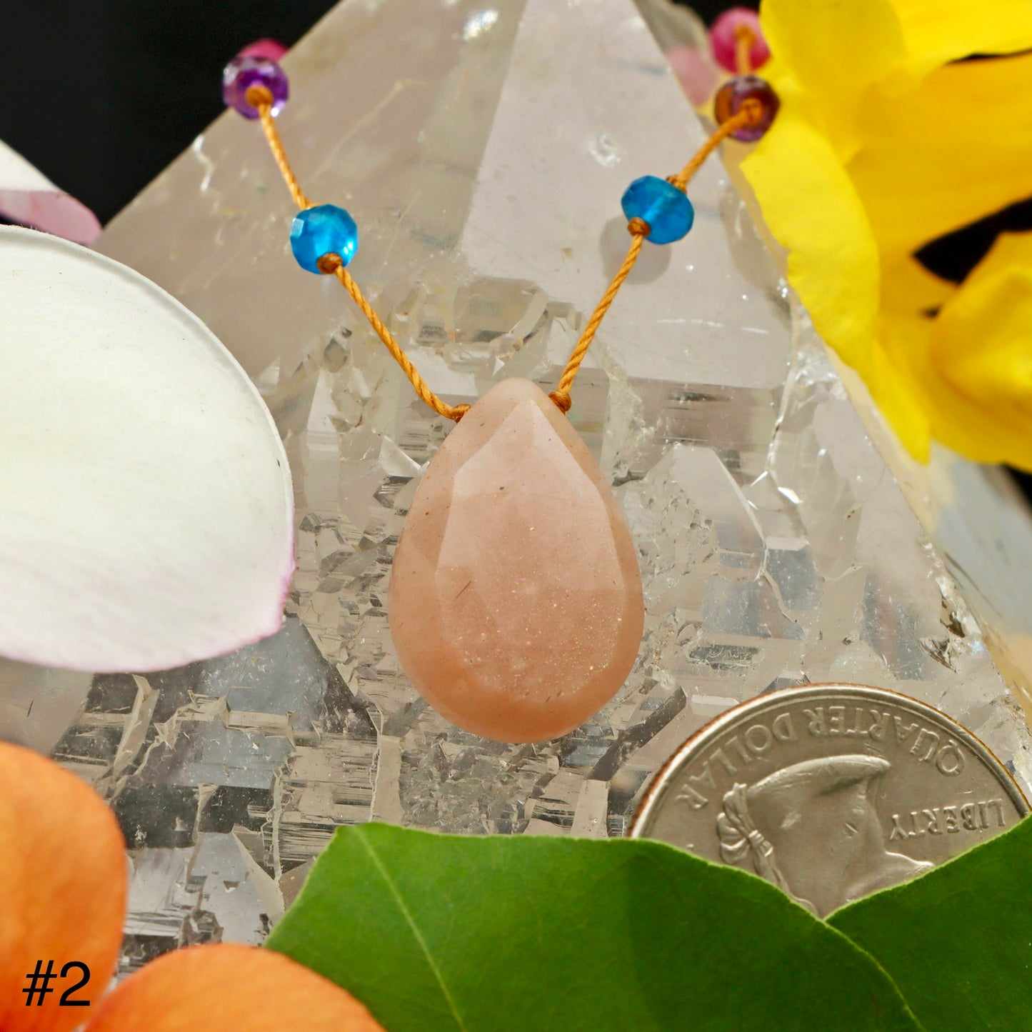 Peach Moonstone Rainbow Drop