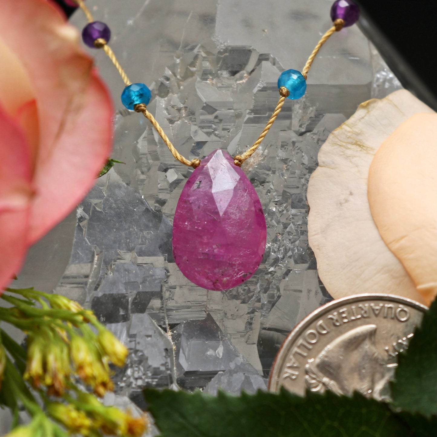 Pink Sapphire Rainbow Drop