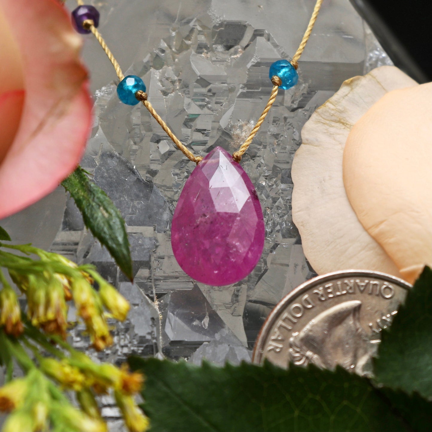 Pink Sapphire Rainbow Drop