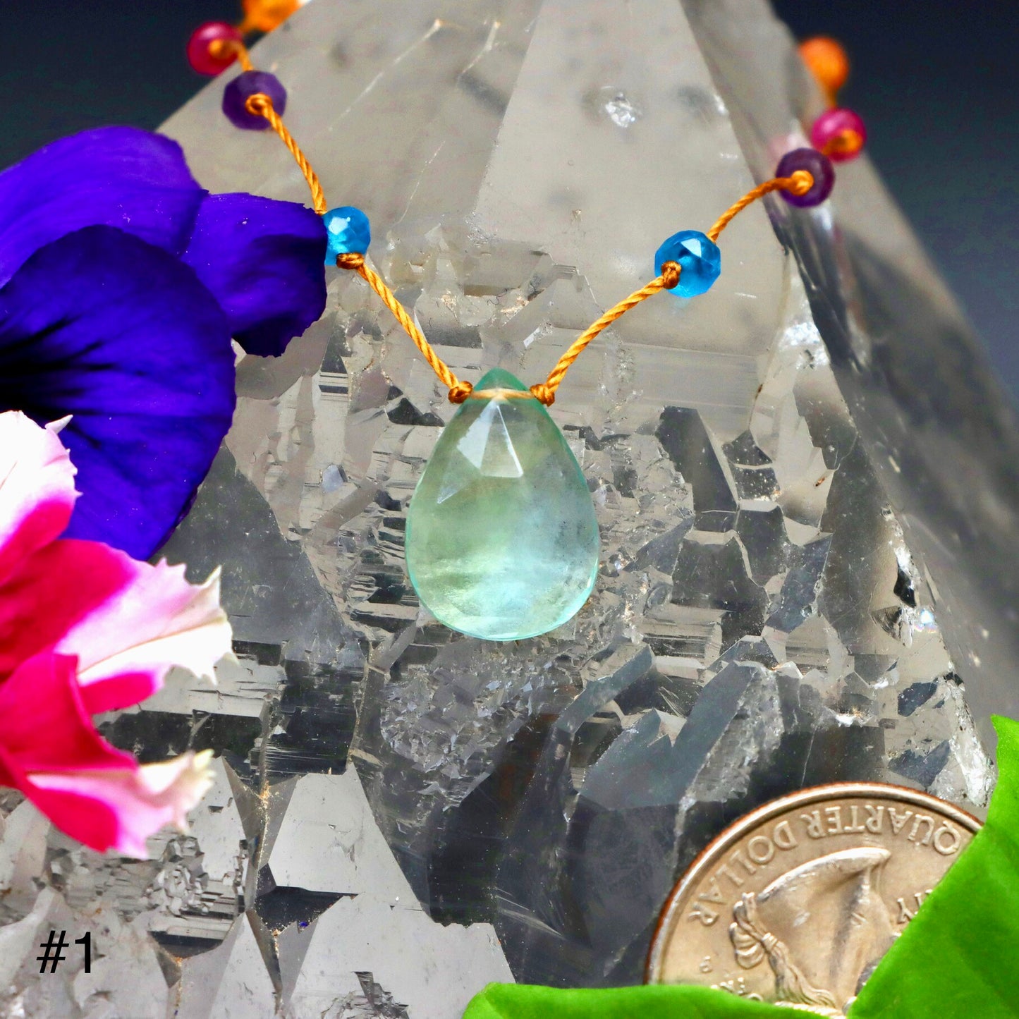 Green Fluorite Rainbow Drop