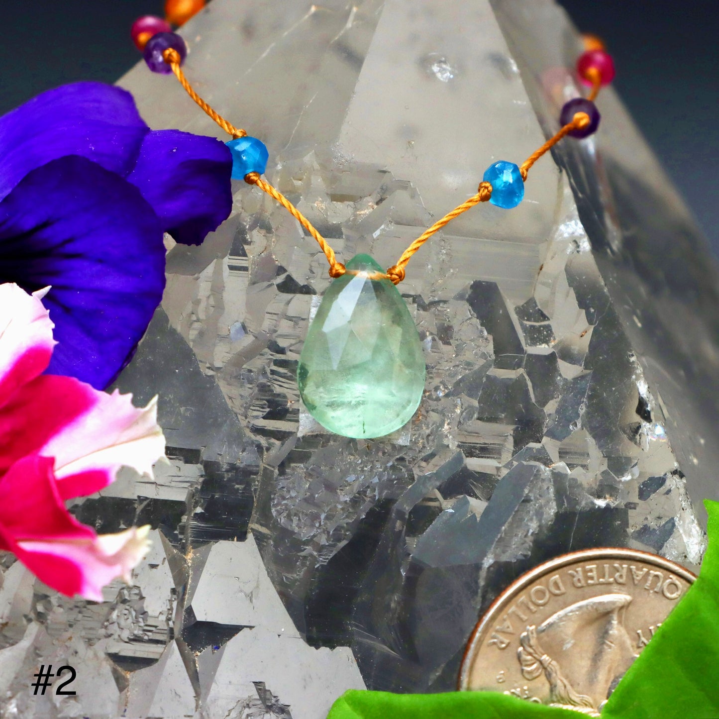 Green Fluorite Rainbow Drop