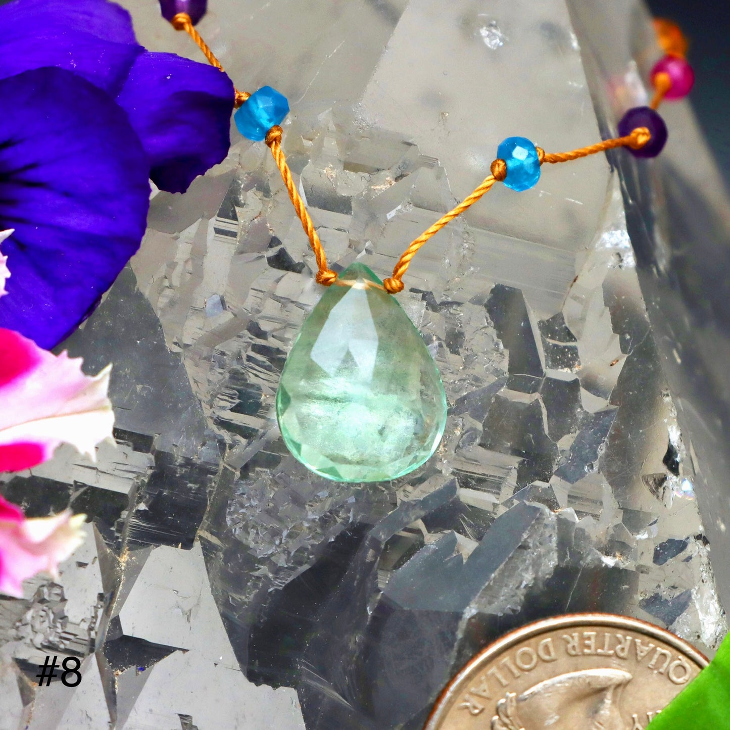 Green Fluorite Rainbow Drop