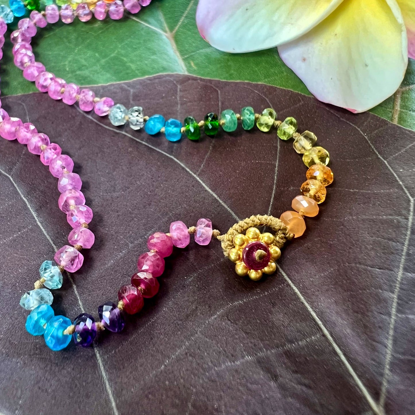 Pink Sapphire Rainbow Lei