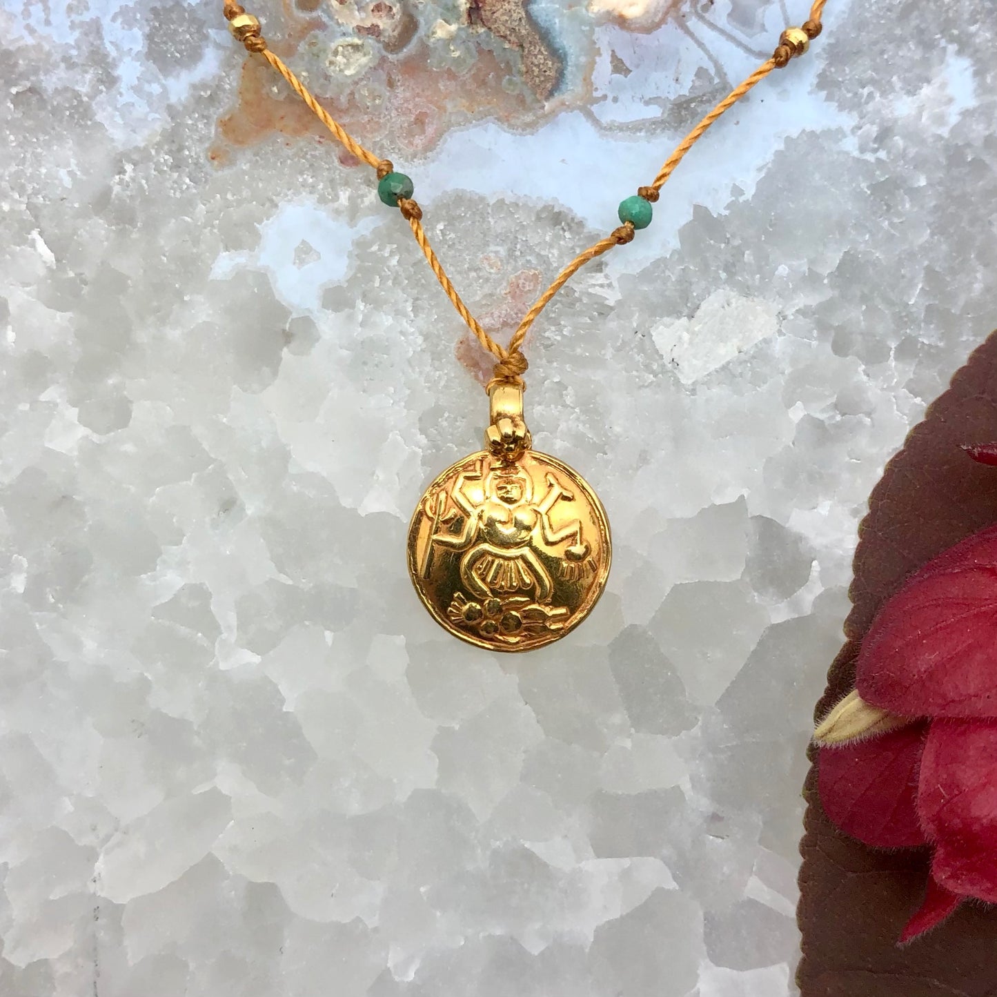 Gold Ganesha with Emerald