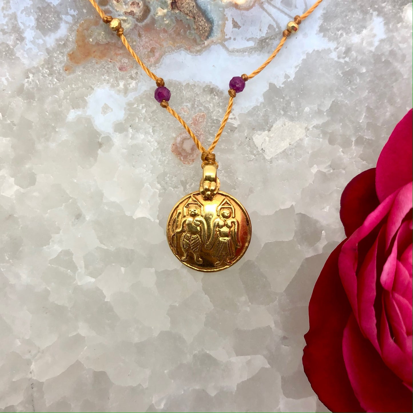 Gold Ganesha with Ruby