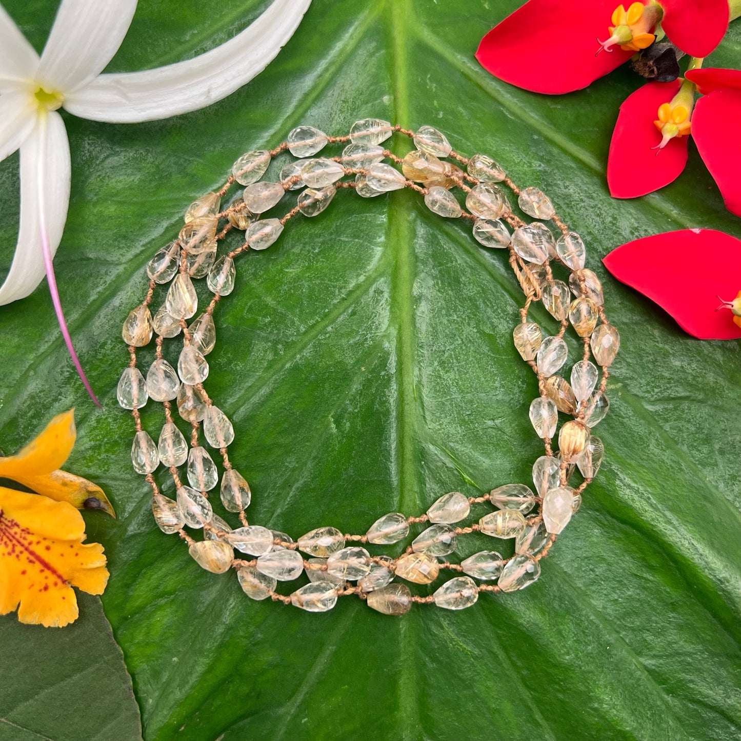 Rutilated Quartz Drop Lei