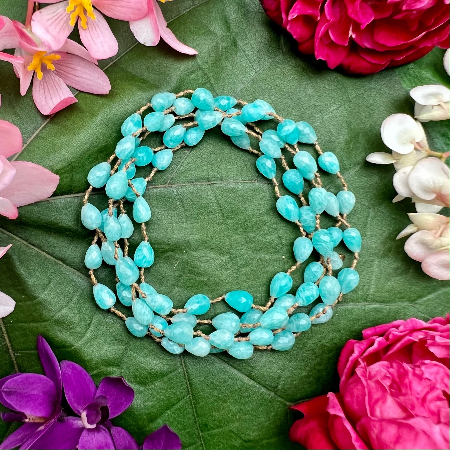 Aqua Amazonite Drop Lei
