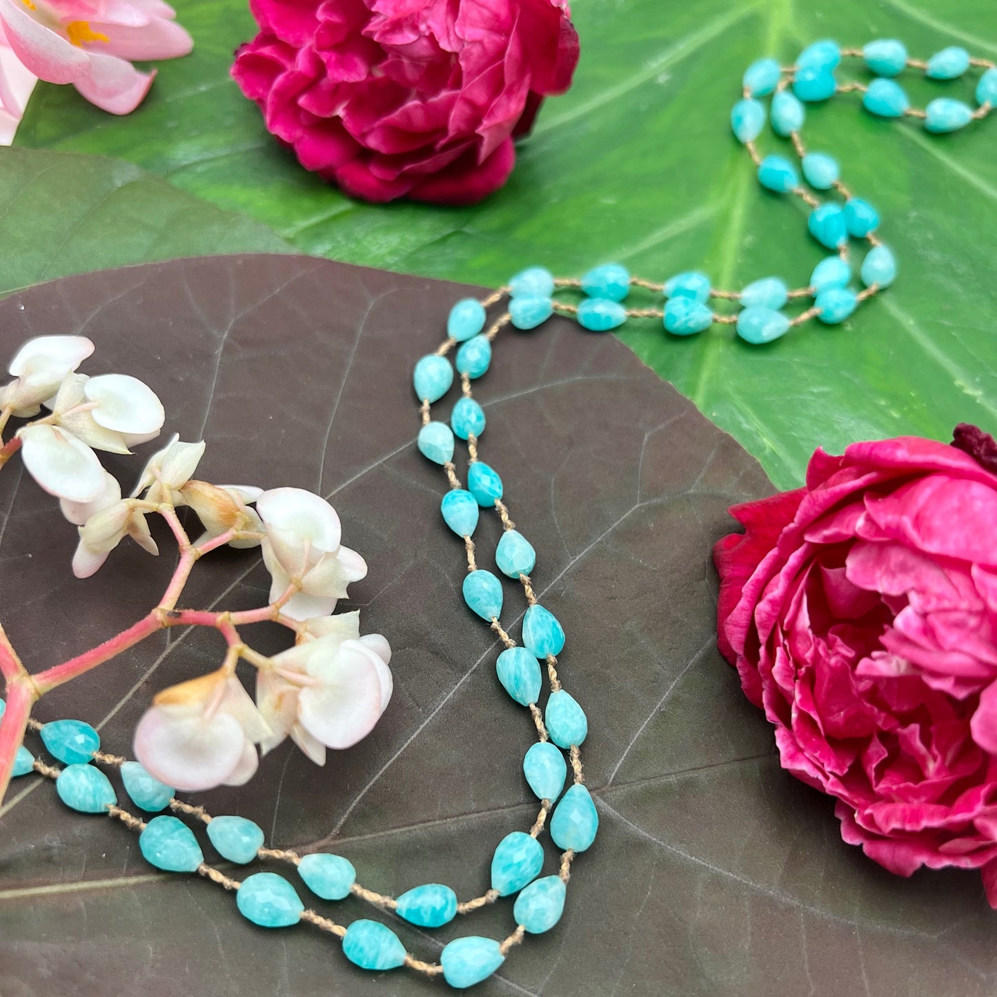 Aqua Amazonite Drop Lei