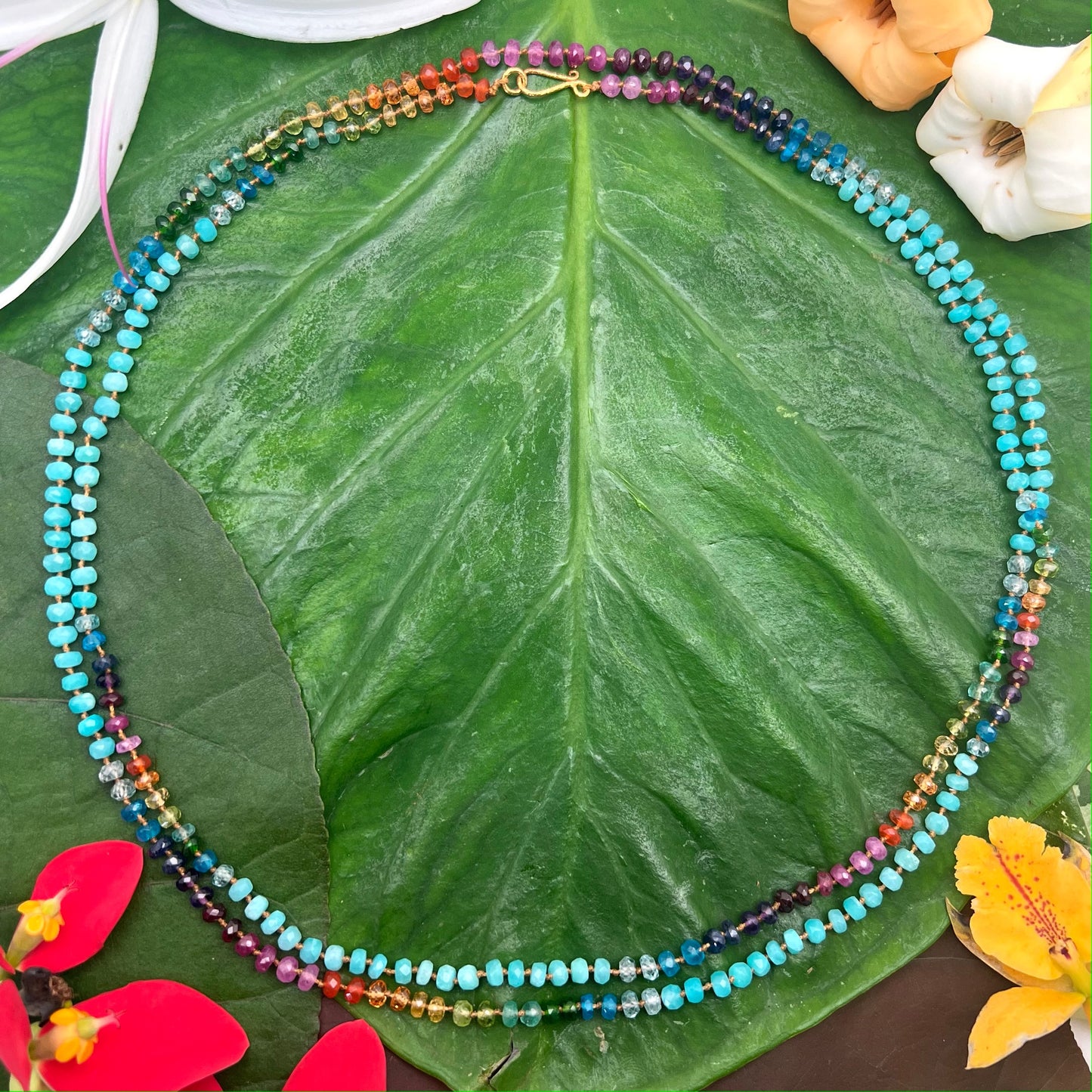 Aqua Amazonite Rainbow Lei