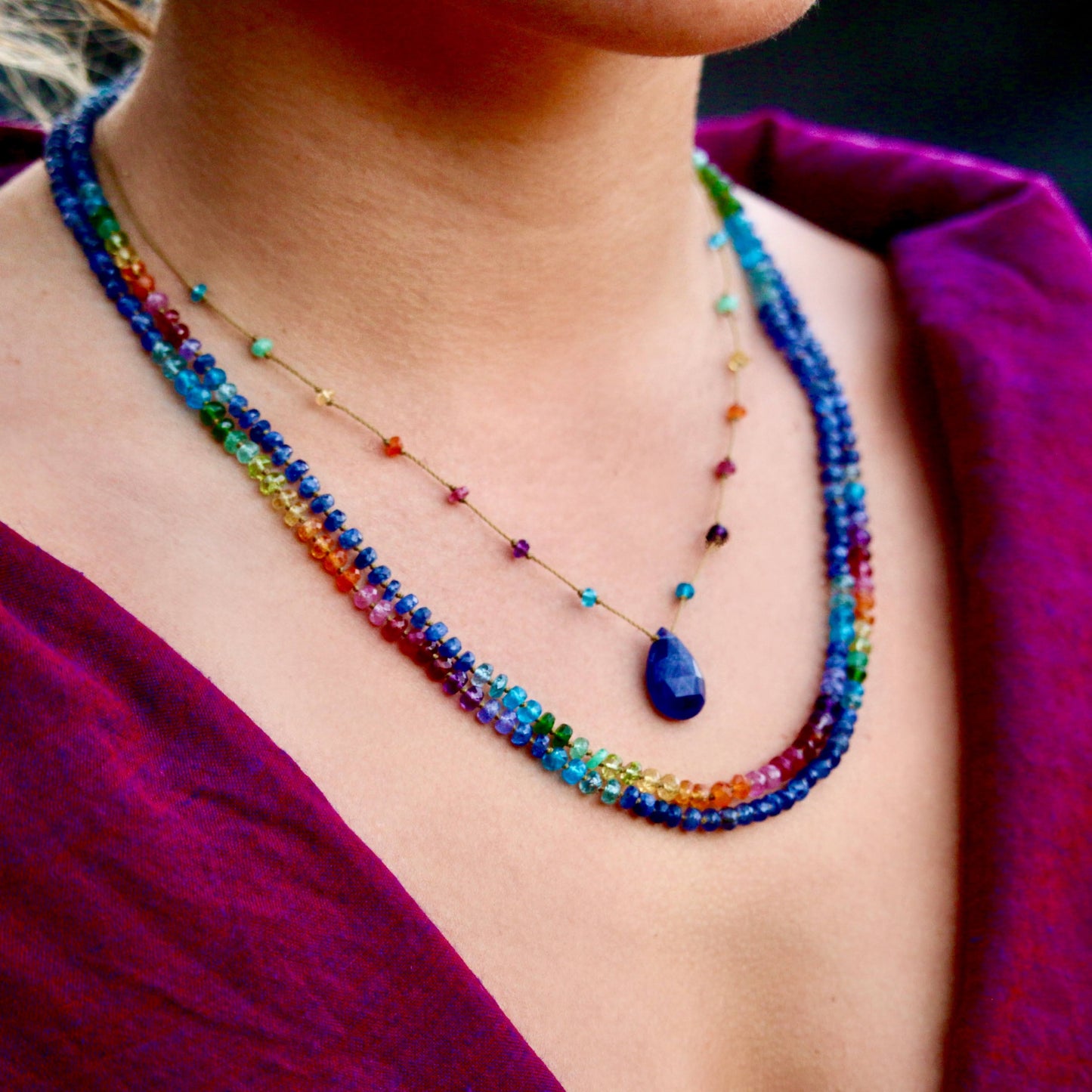 Blue Sapphire Rainbow Drop