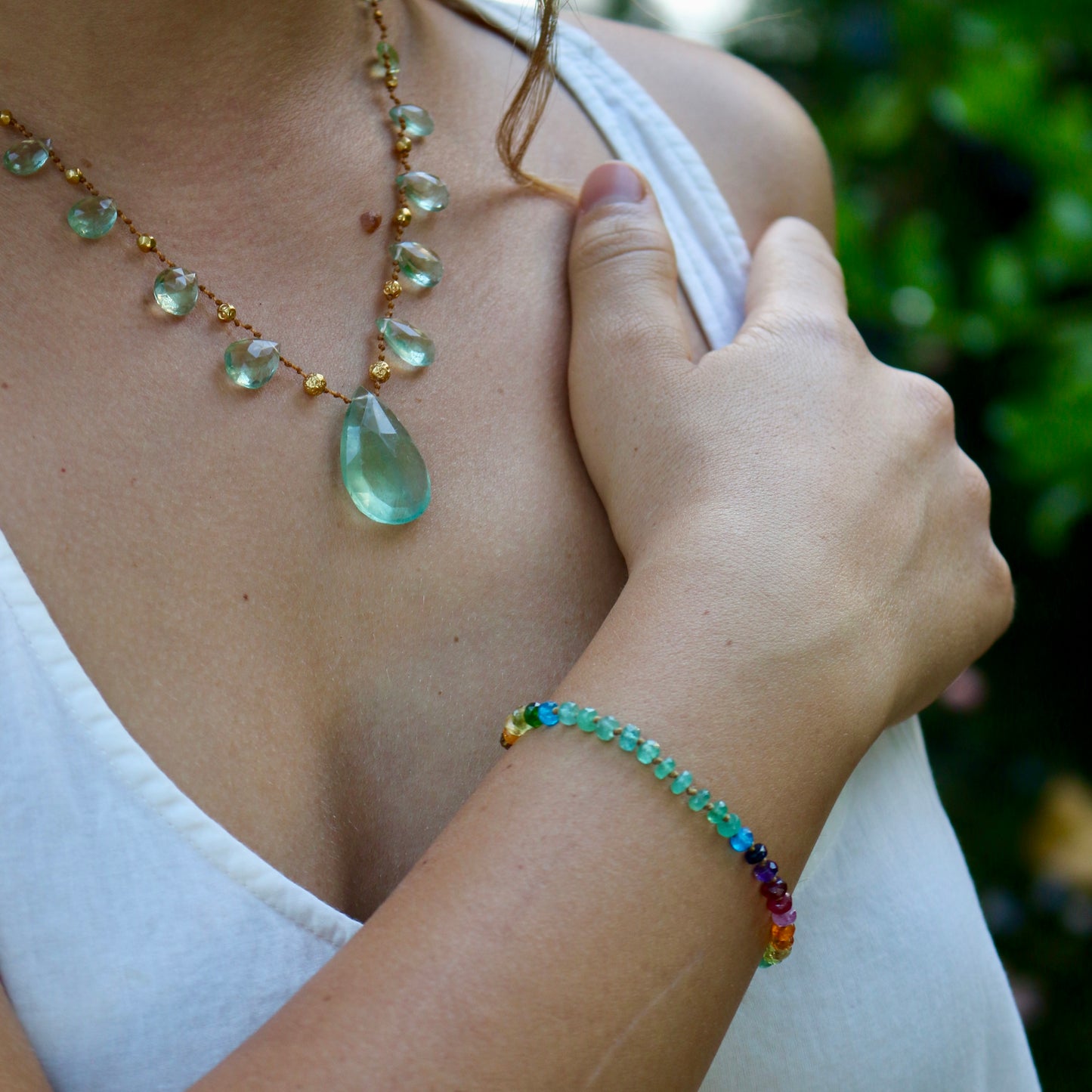 Zambian Emerald Rainbow Bracelet