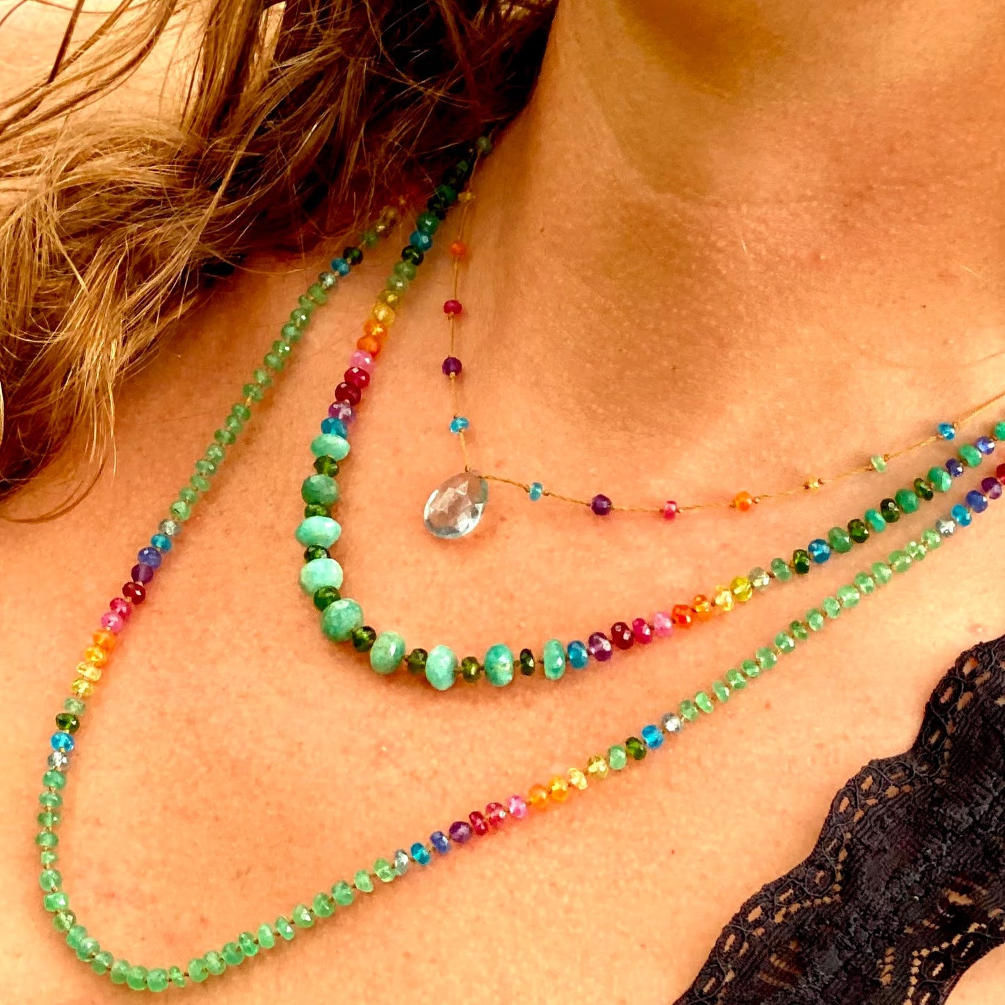 Green Fluorite Rainbow Drop