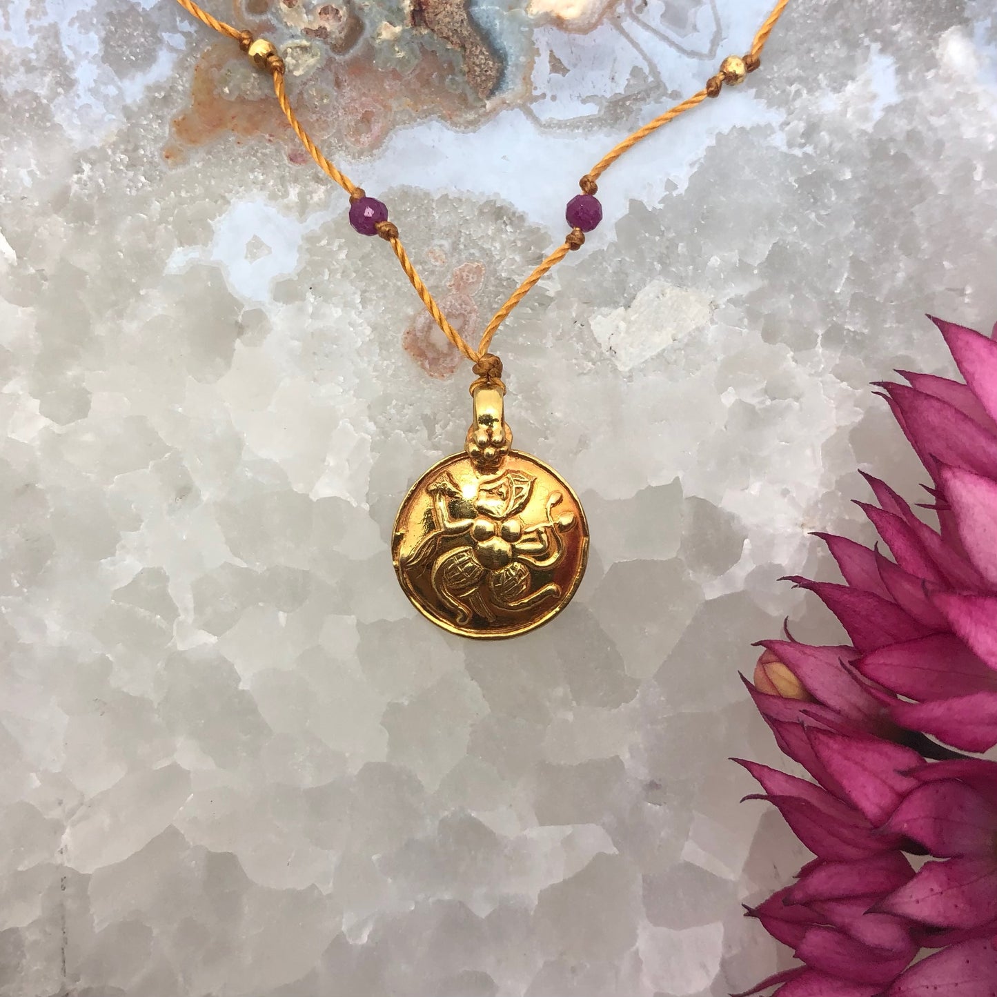 Gold Ganesha with Ruby