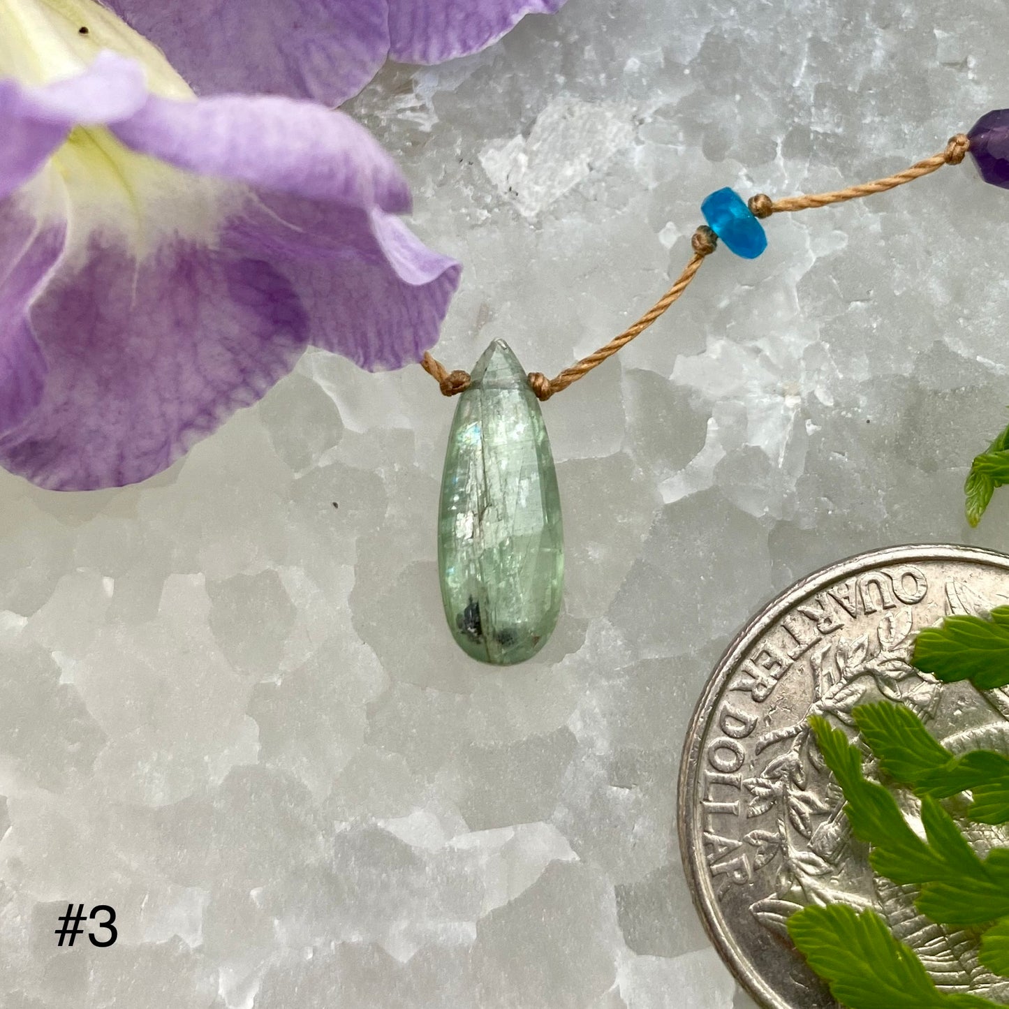 Green Kyanite Rainbow Drop