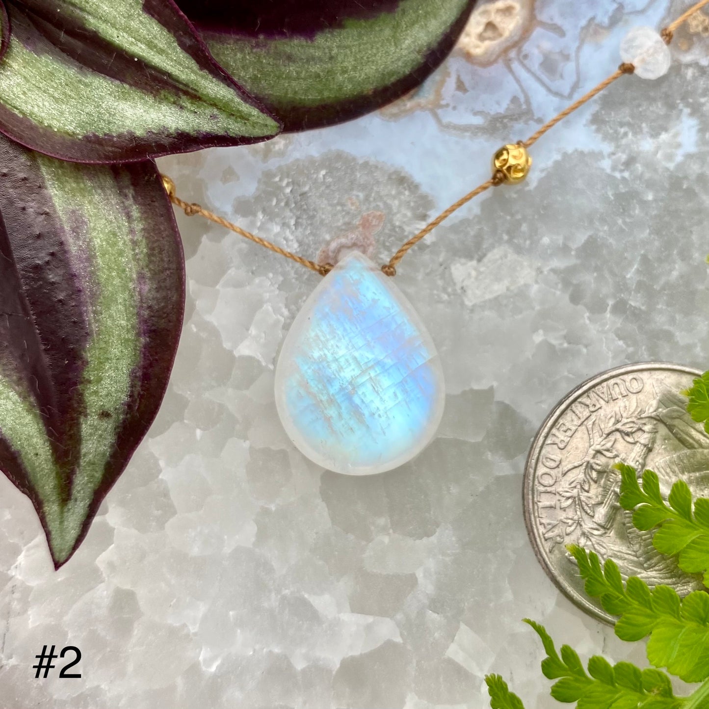 Large Moonstone & Gold Alohi Drop