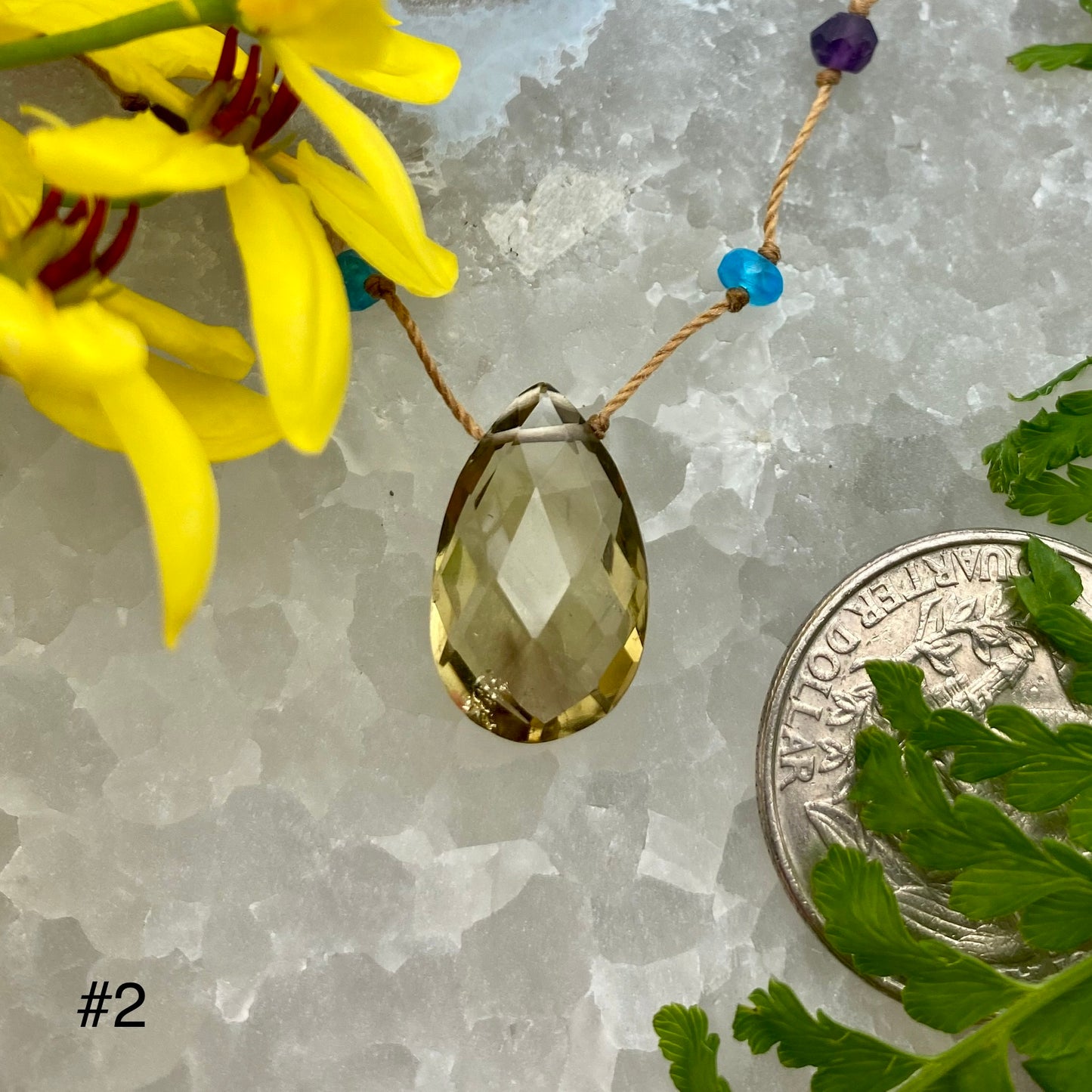 Honey & Olive Quartz Rainbow Drop