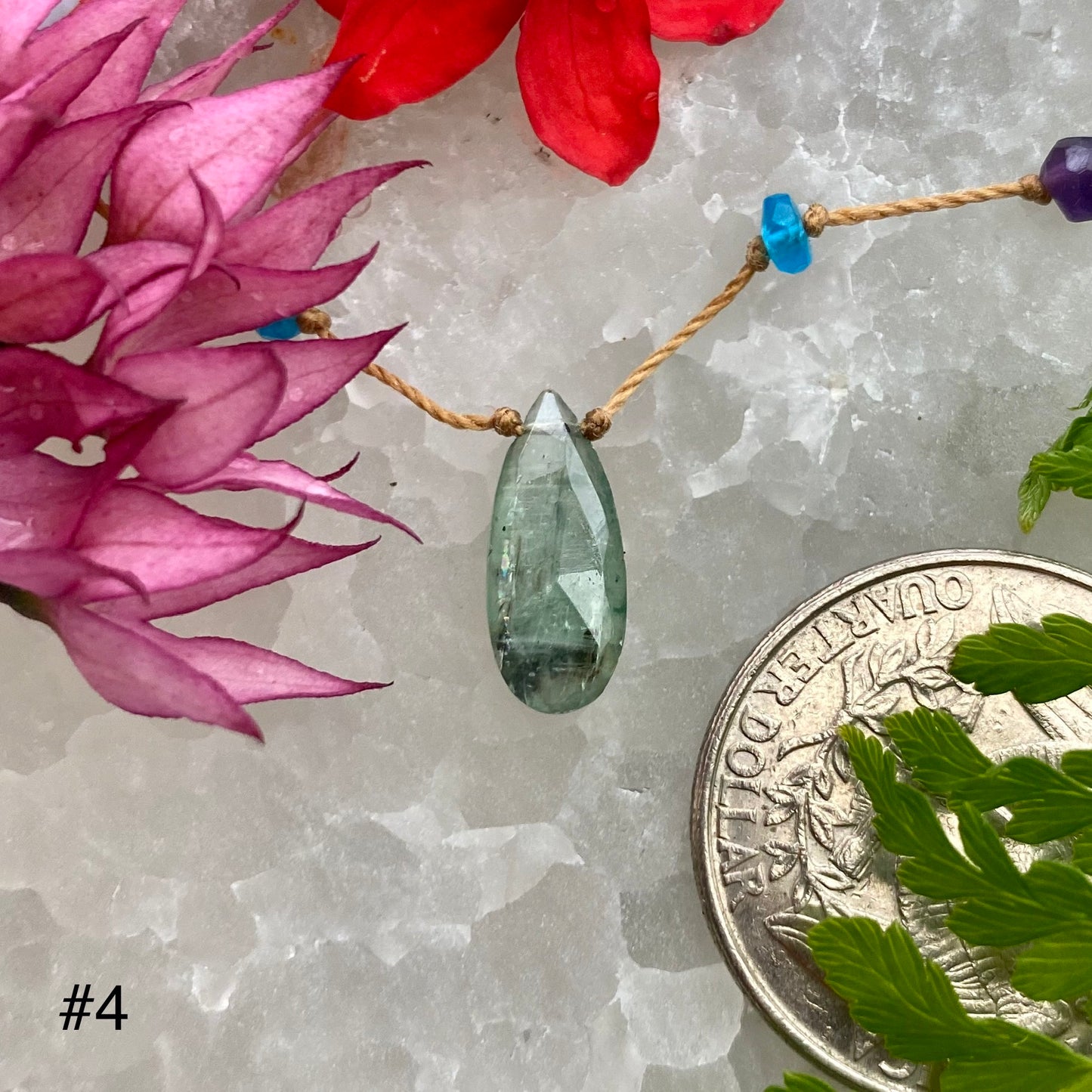 Green Kyanite Rainbow Drop