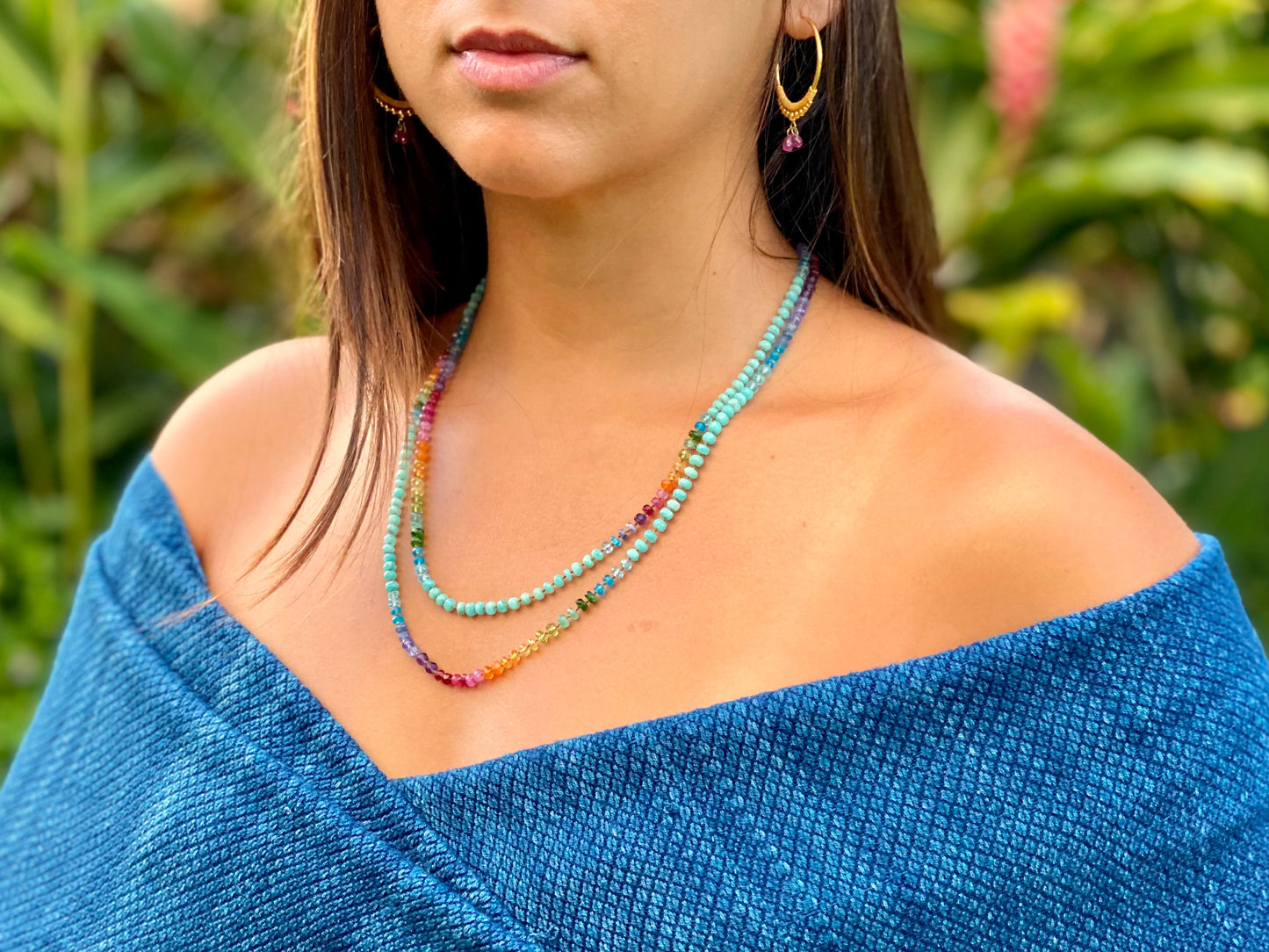 Aqua Amazonite Rainbow Lei
