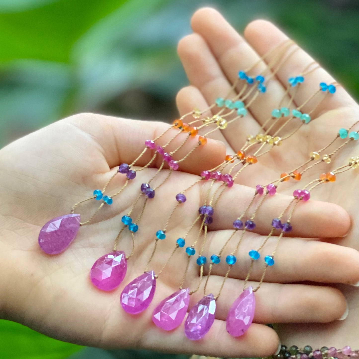 Pink Sapphire Rainbow Drop